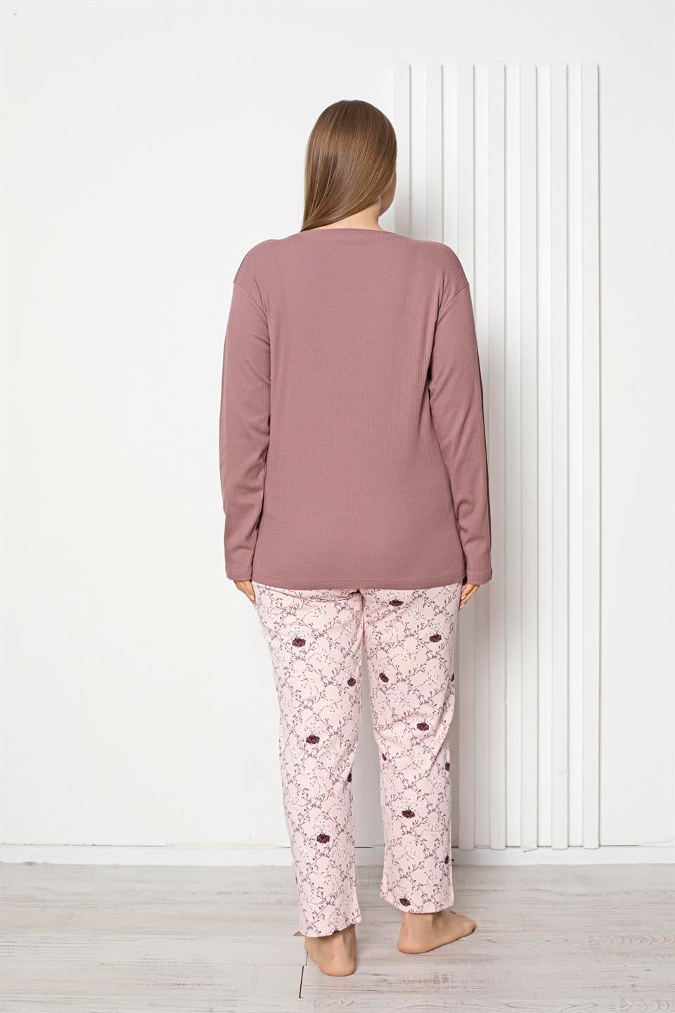 Tekten1820 Kadın Uzun Kollu Pijama Takımı