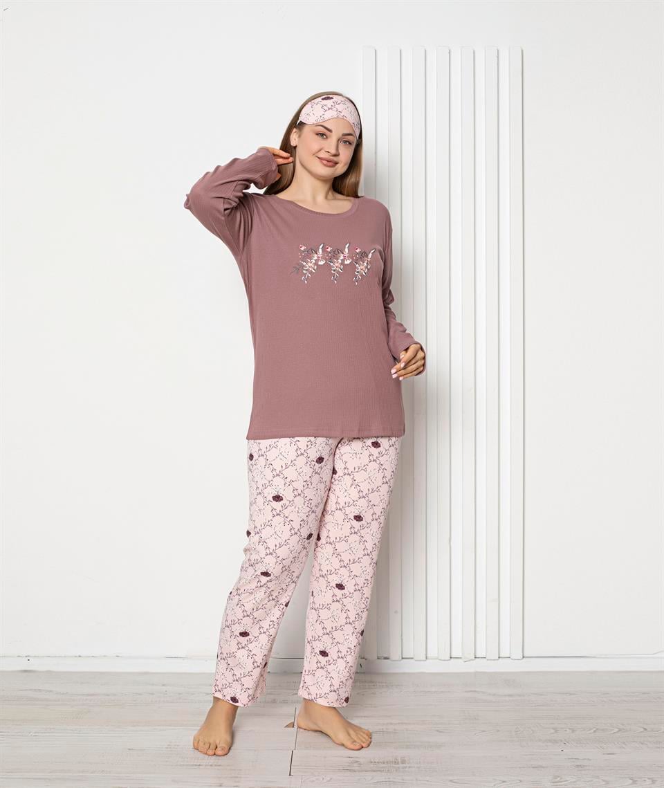 Tekten1820 Kadın Uzun Kollu Pijama Takımı