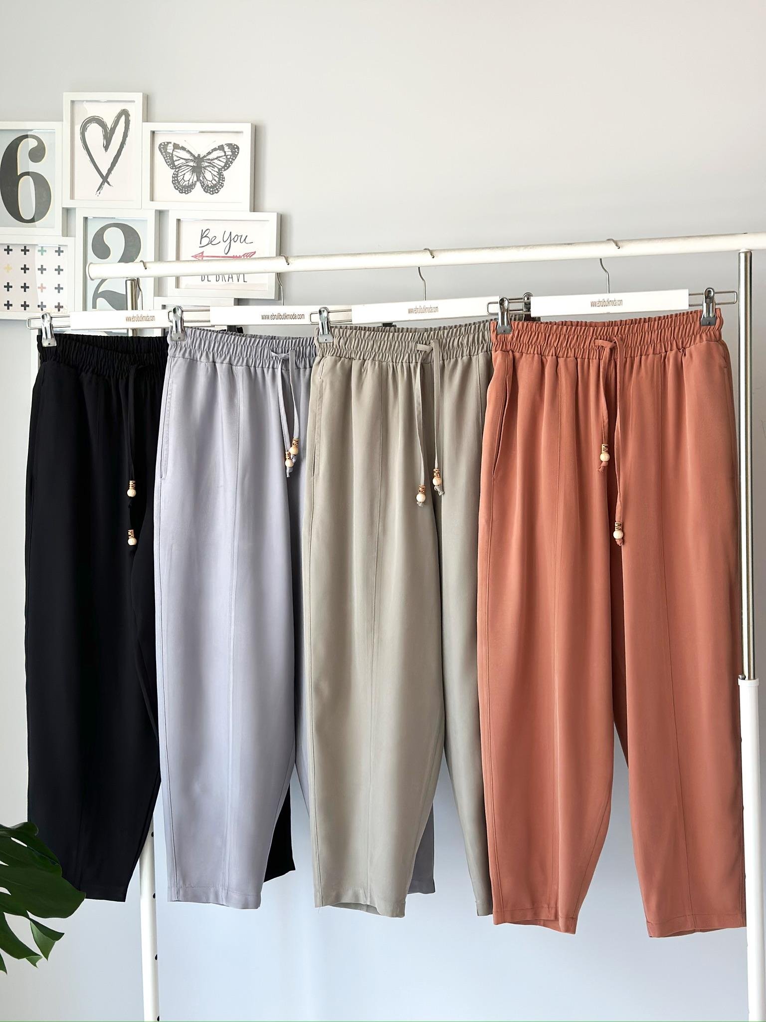 AHŞAP BONCUKLU TENSEL PANTOLON