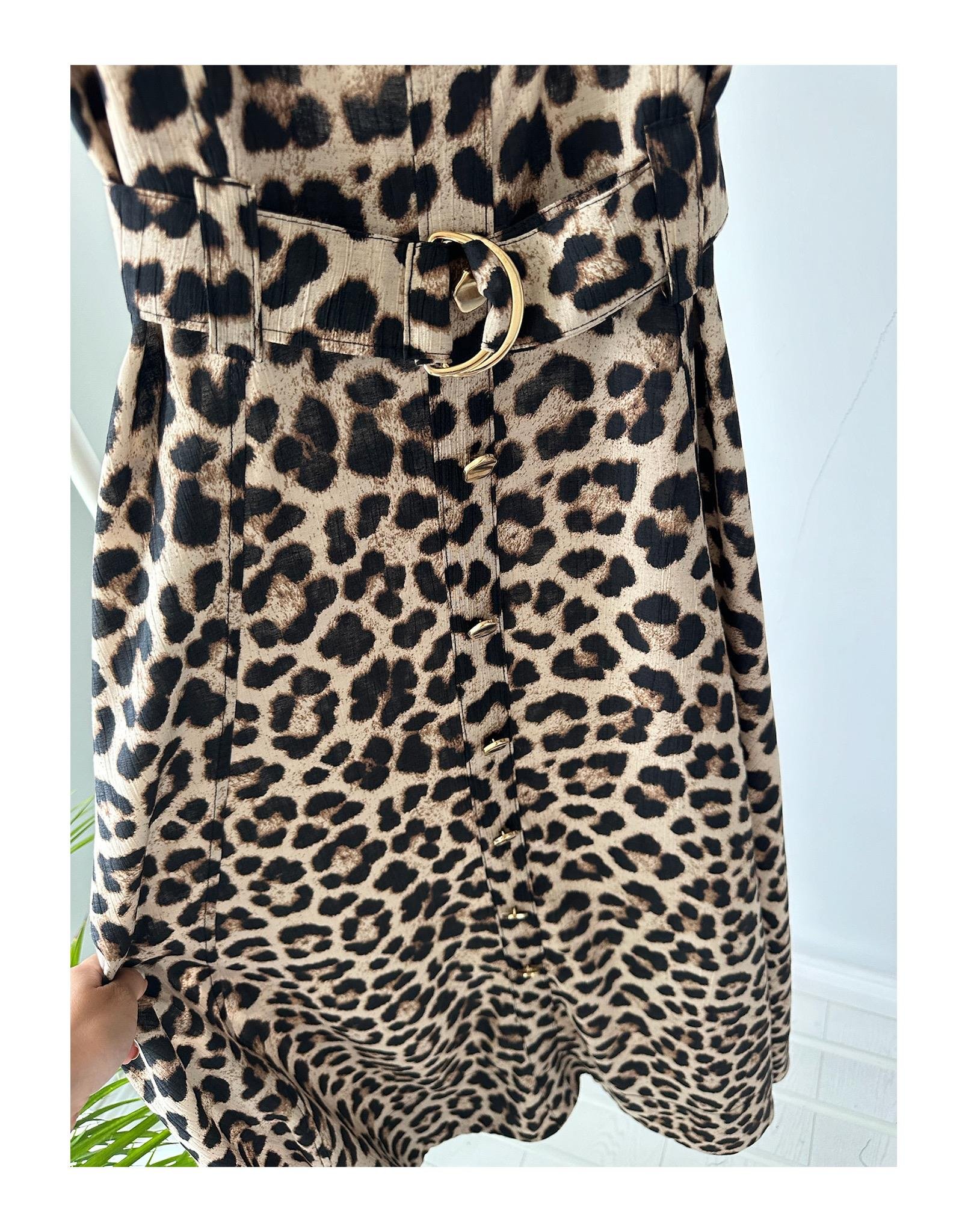 GOLD DÜĞMELİ LEOPAR ELBİSE