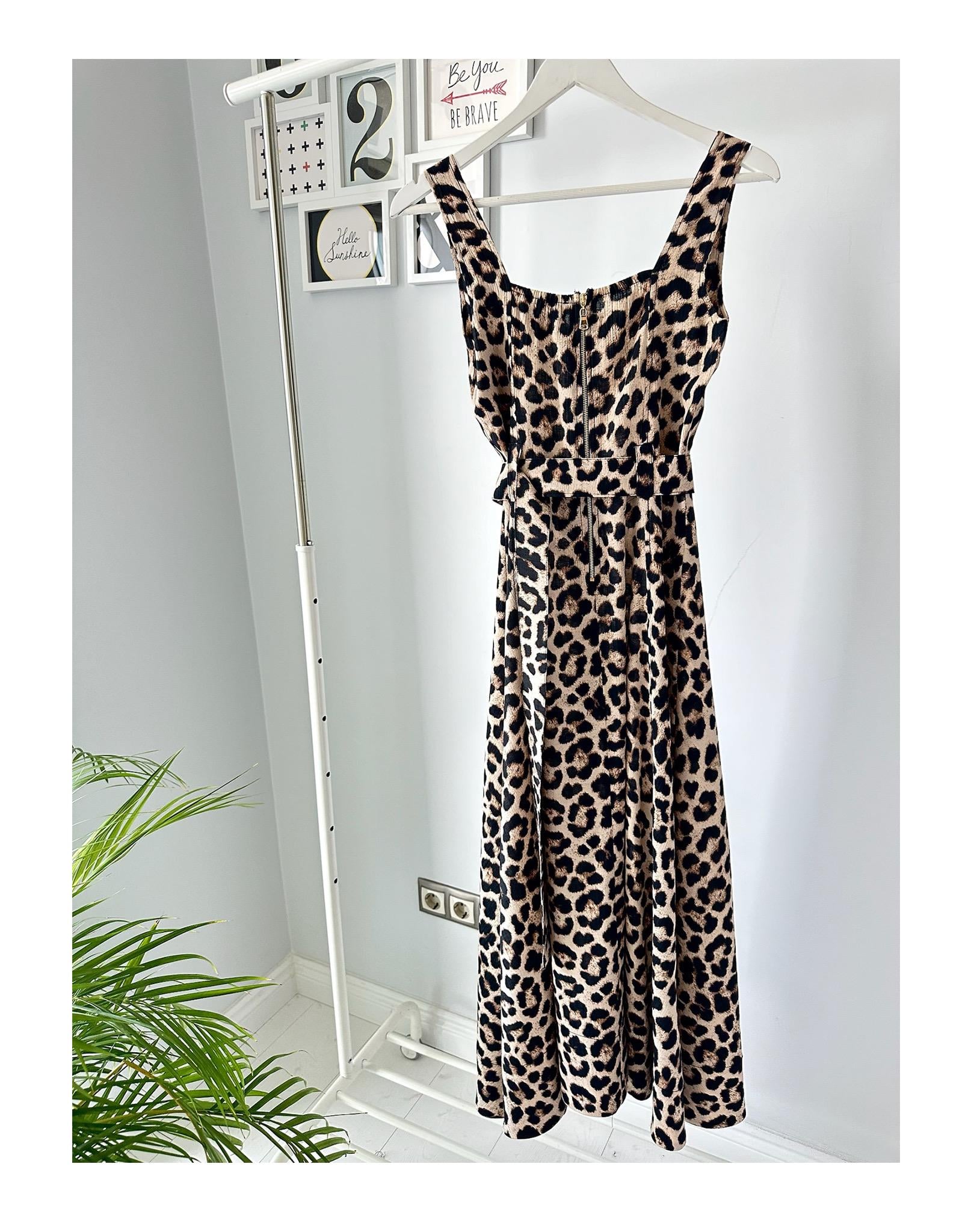 GOLD DÜĞMELİ LEOPAR ELBİSE