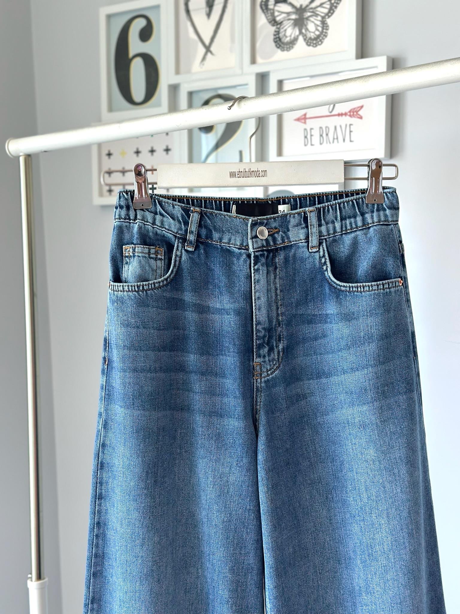 WIDE LOOSE BELİ LASTİKLİ JEAN