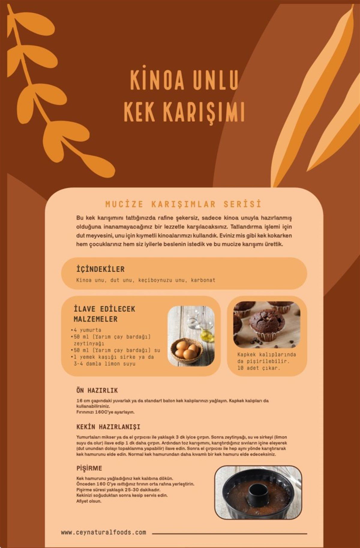 Cey Natural Kinoa Unlu Kek Karışımı 265 gr
