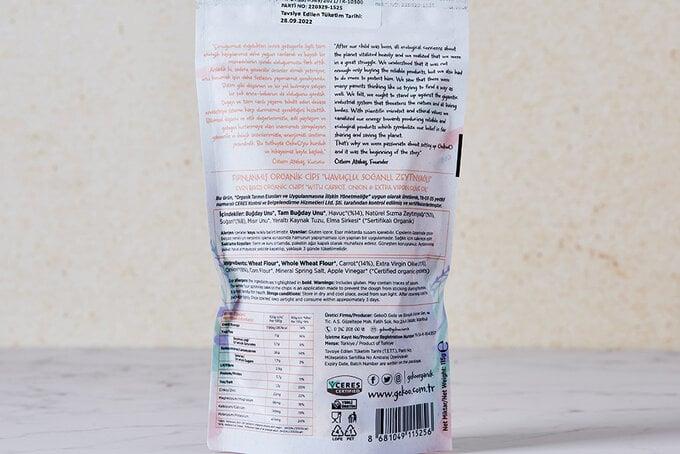 Organik Sebzeli Fırınlanmış Cips Havuçlu-Soğanlı-Zeytinyağlı 115 gr.