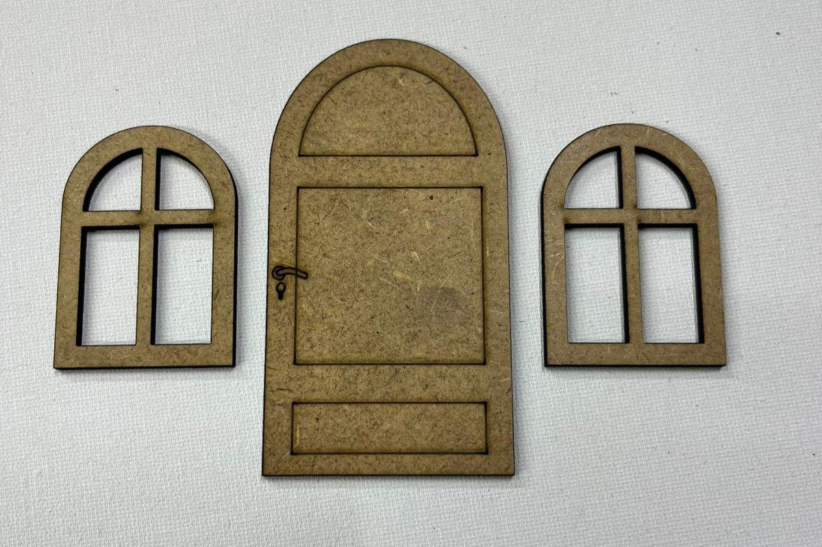 LAZER KESİM MİNYATÜR KAPI PENCERE SET 6X3,5 CM