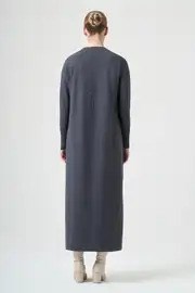 Başak Merserize Uzun Triko Antrasit Elbise