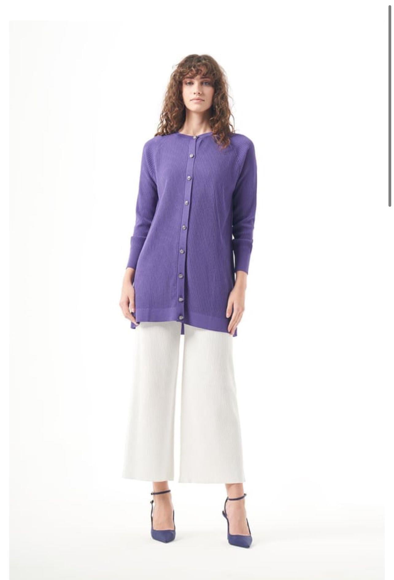 Nuss hırka basic fitilli lila