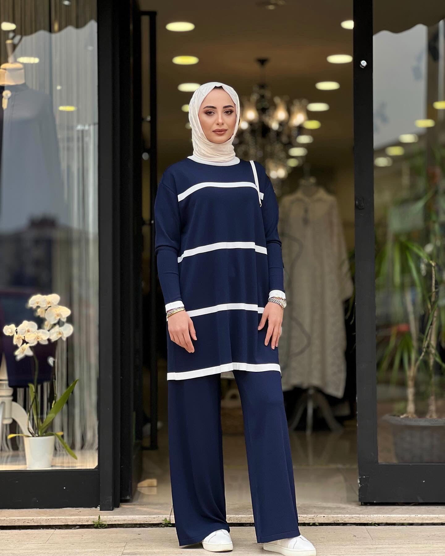 Orhan takım merserize şerit çizgi lacivert