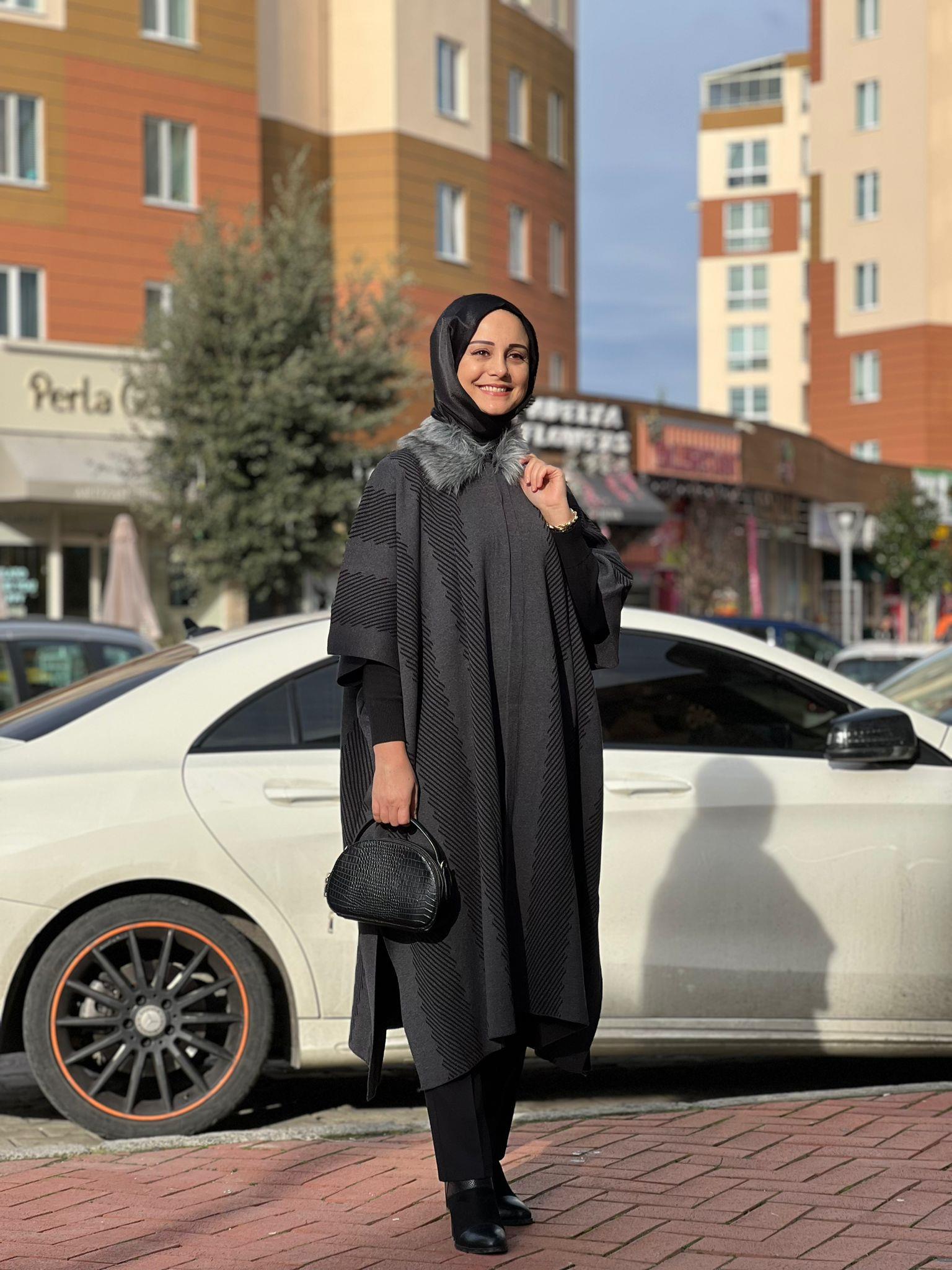 Panço triko kürklü antrasit