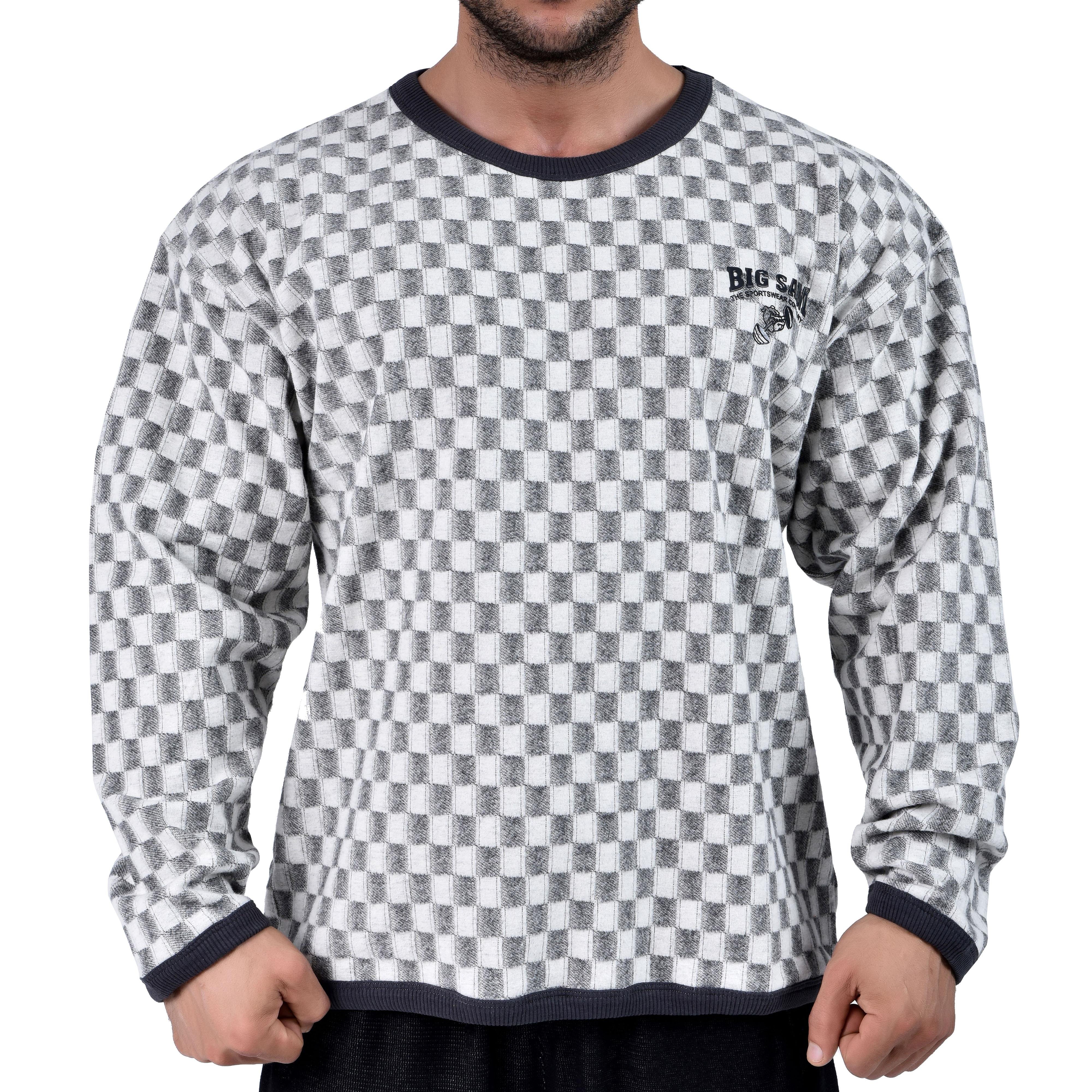  Men's Oversize Long Sleeve Checkered Sweatshirt