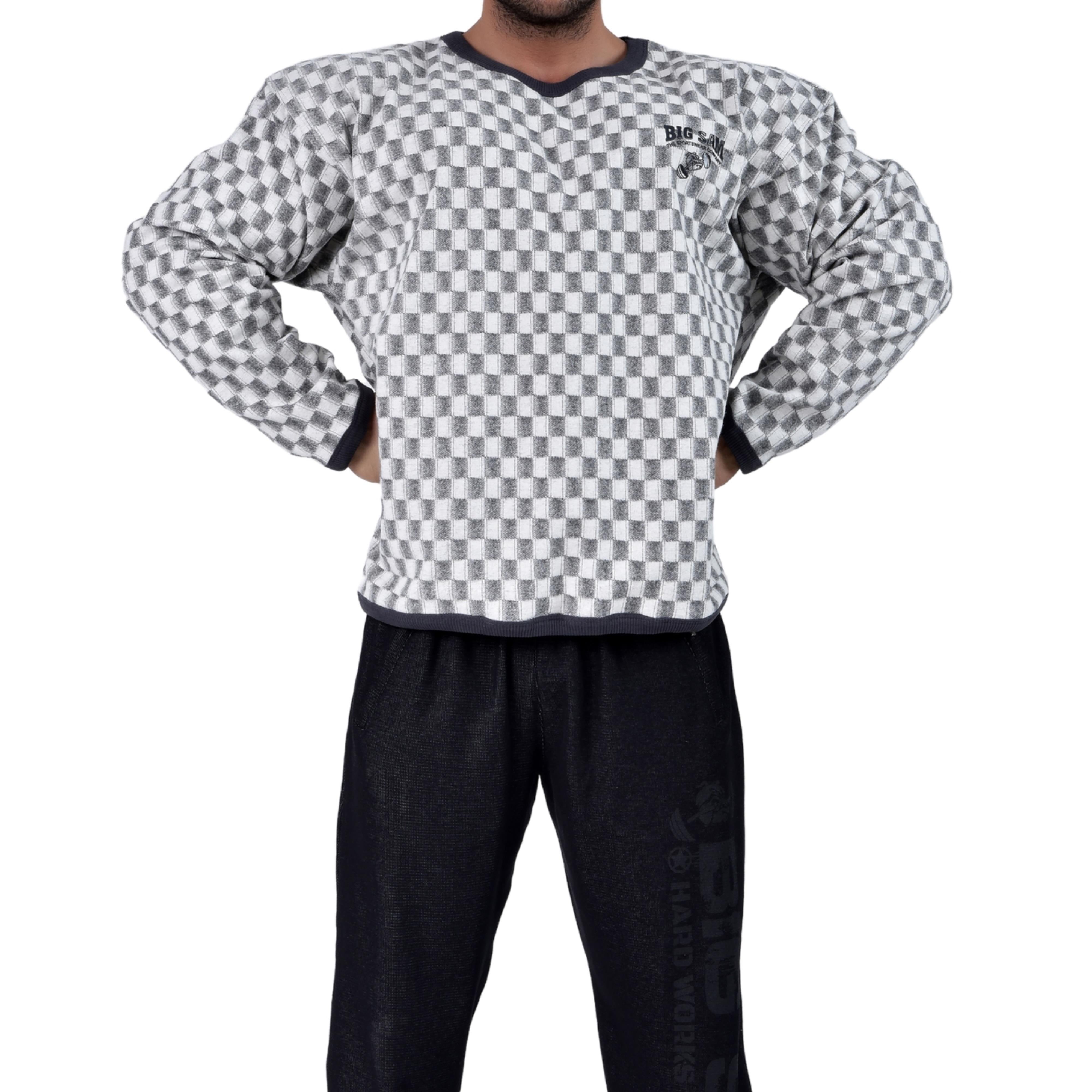  Men's Oversize Long Sleeve Checkered Sweatshirt