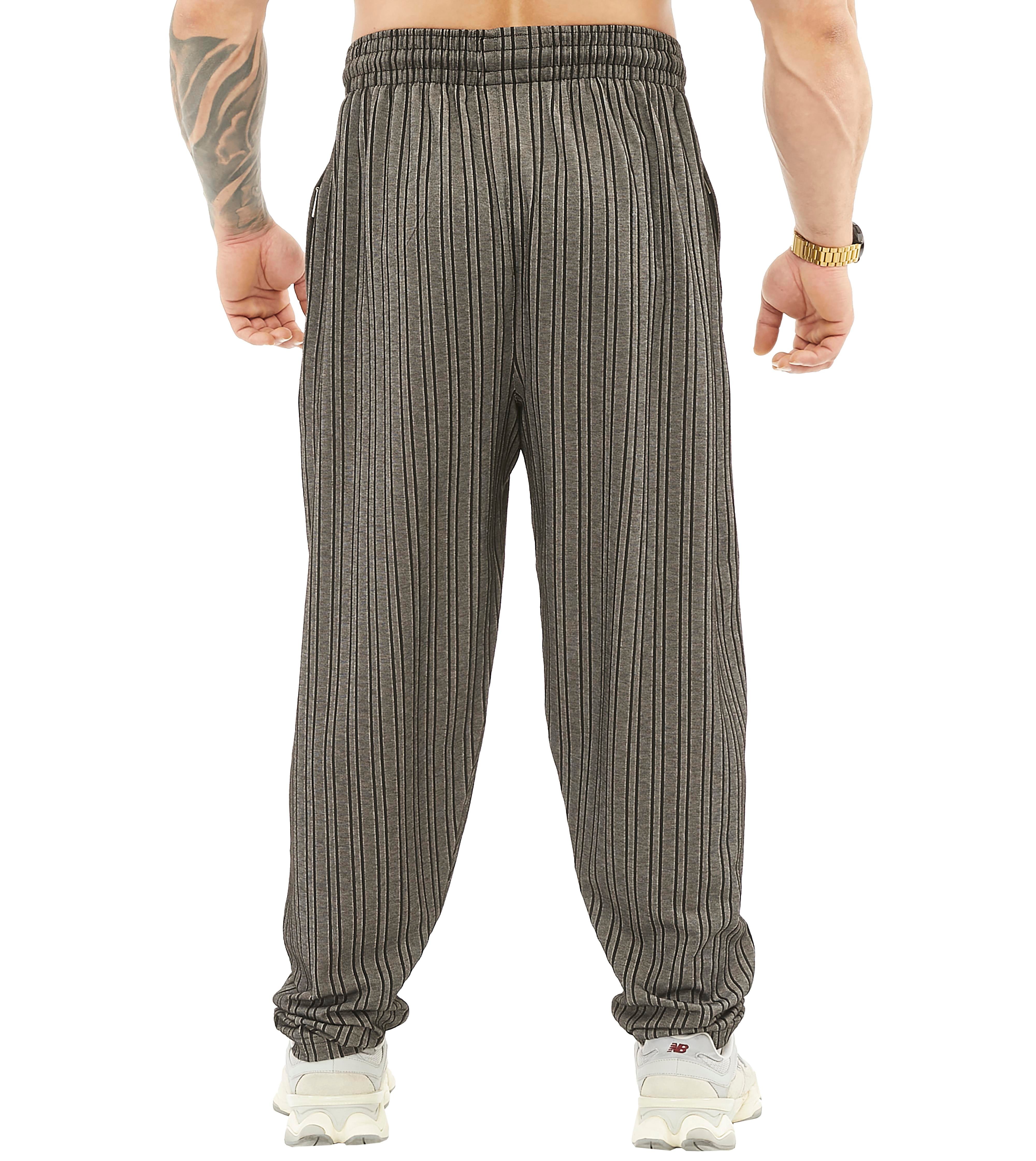 Men's Loose Fit Cotton Sweatpants with Zippered Pockets