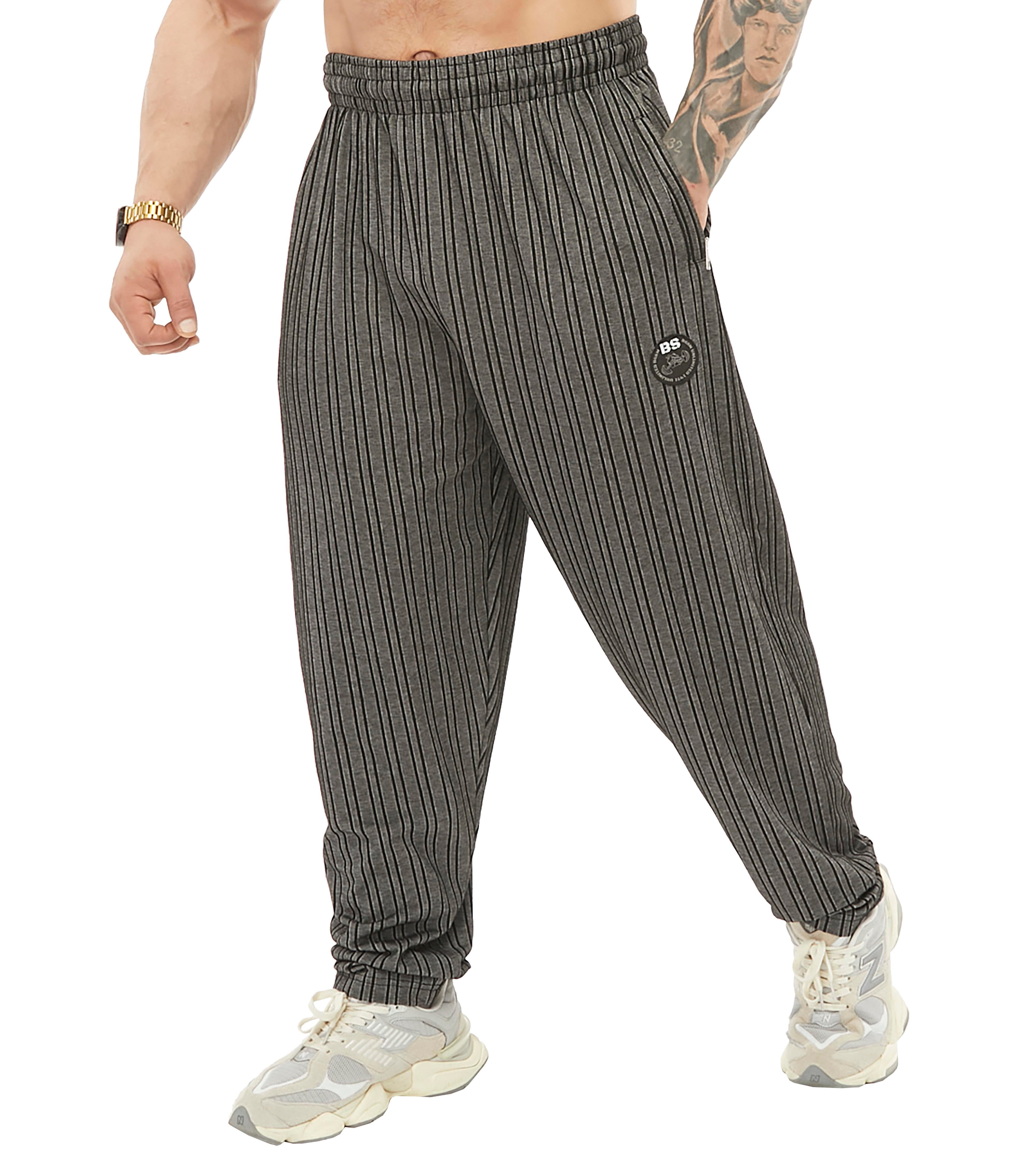 Men's Loose Fit Cotton Sweatpants with Zippered Pockets
