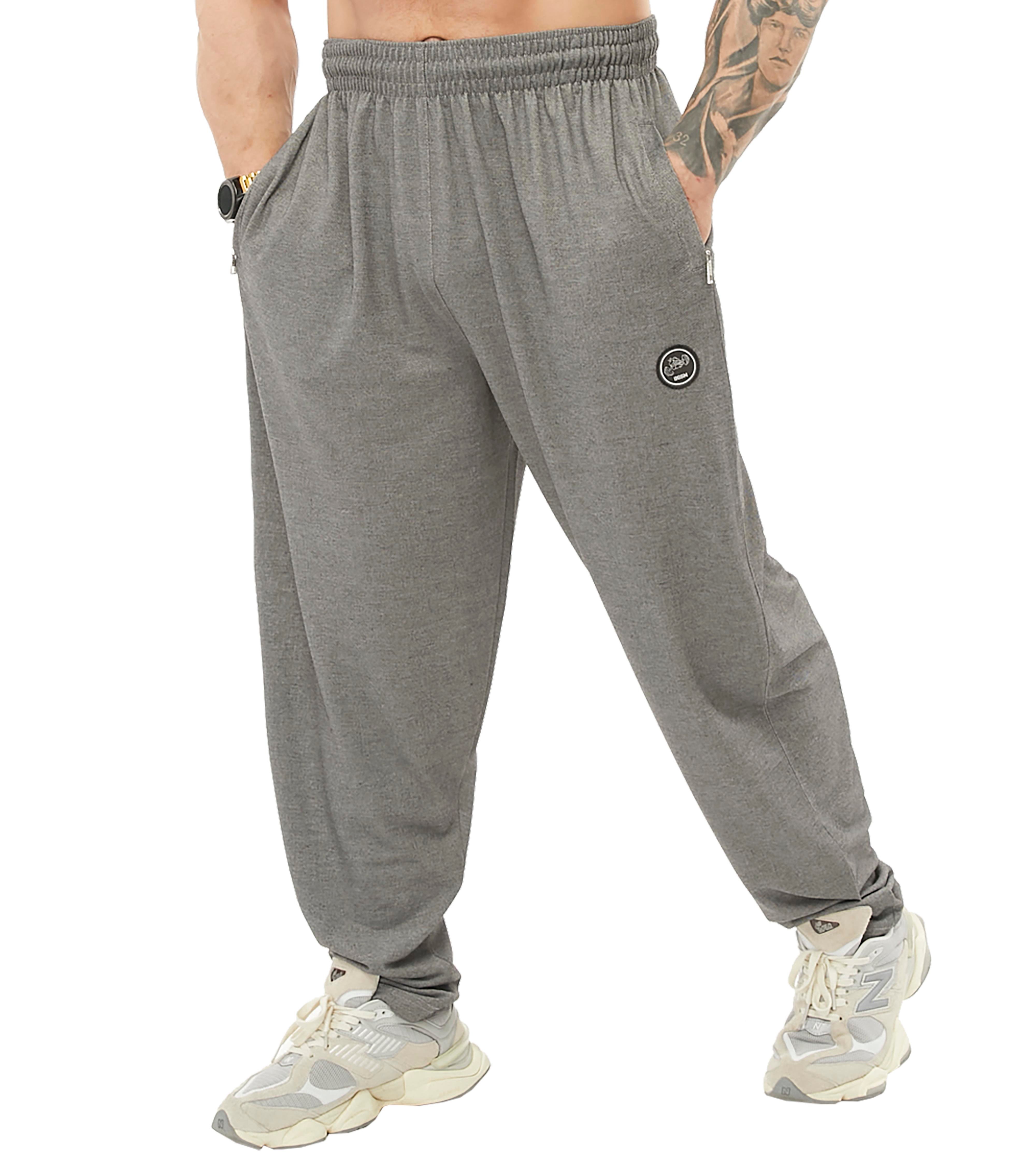 Men's Loose Fit Gym Sweatpants with Zippered Pockets