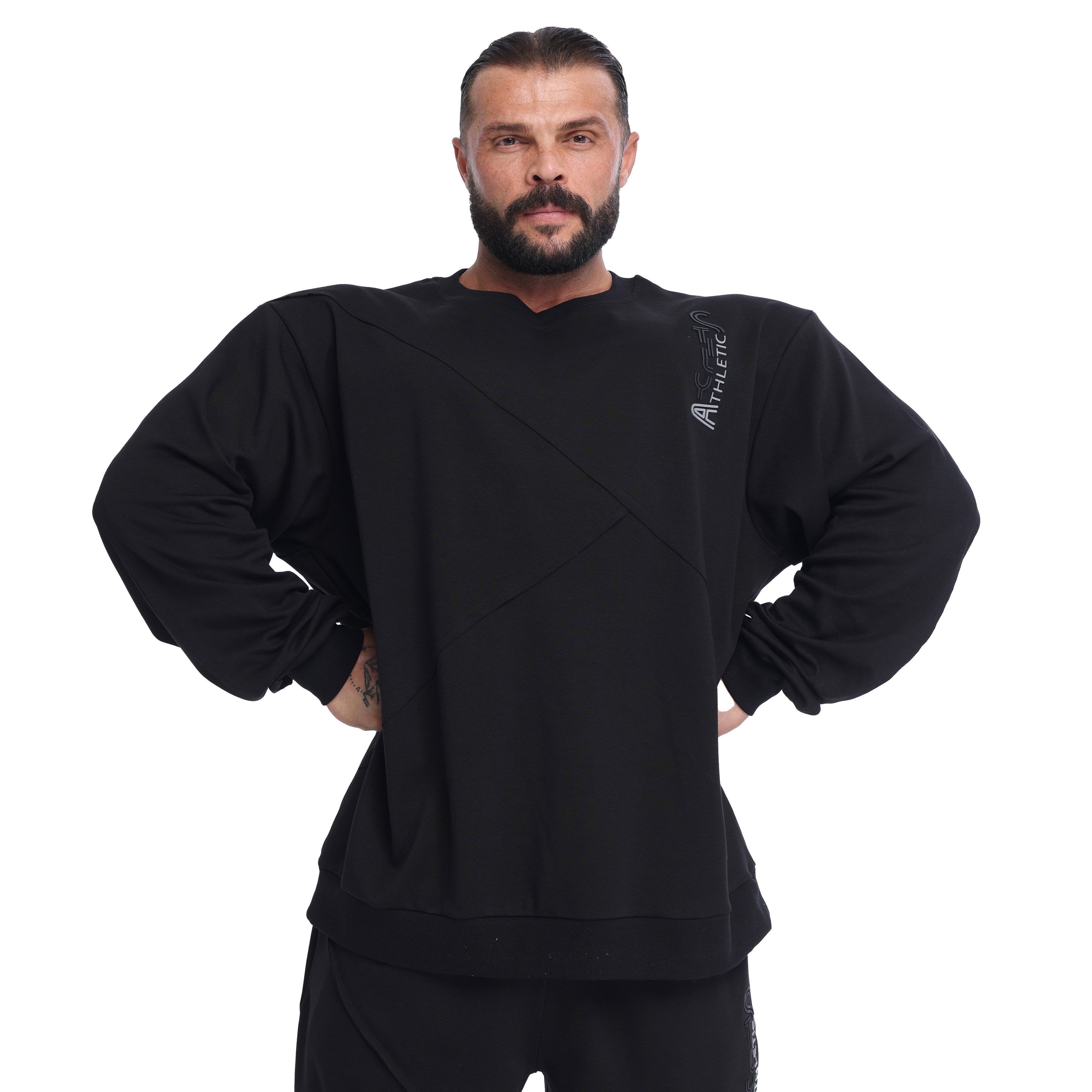 Men's Oversized Cotton Batwing-Sleeve Sweatshirt