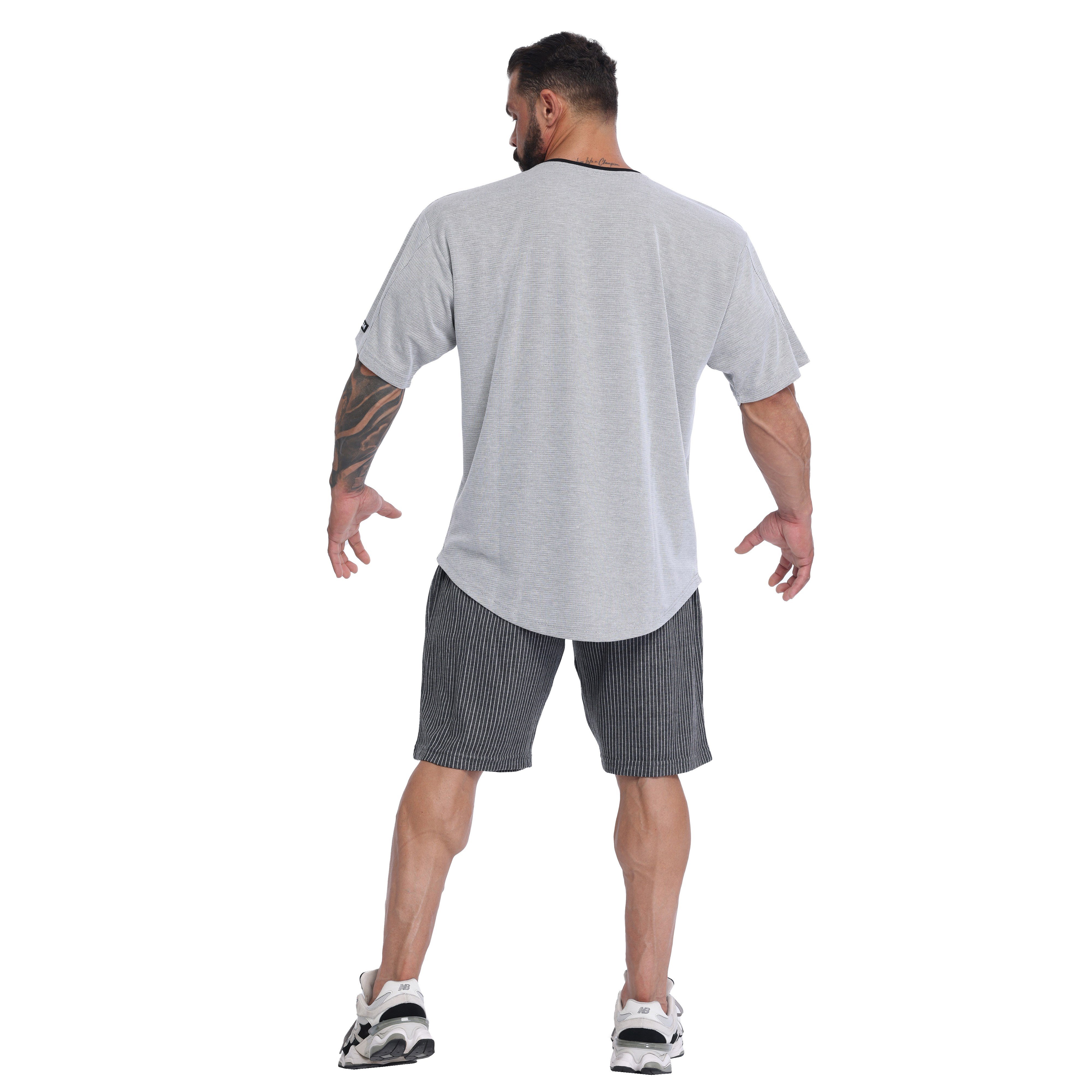 Men's Pinstripe Gym Shorts, Cotton, Loose Fit, with Pockets