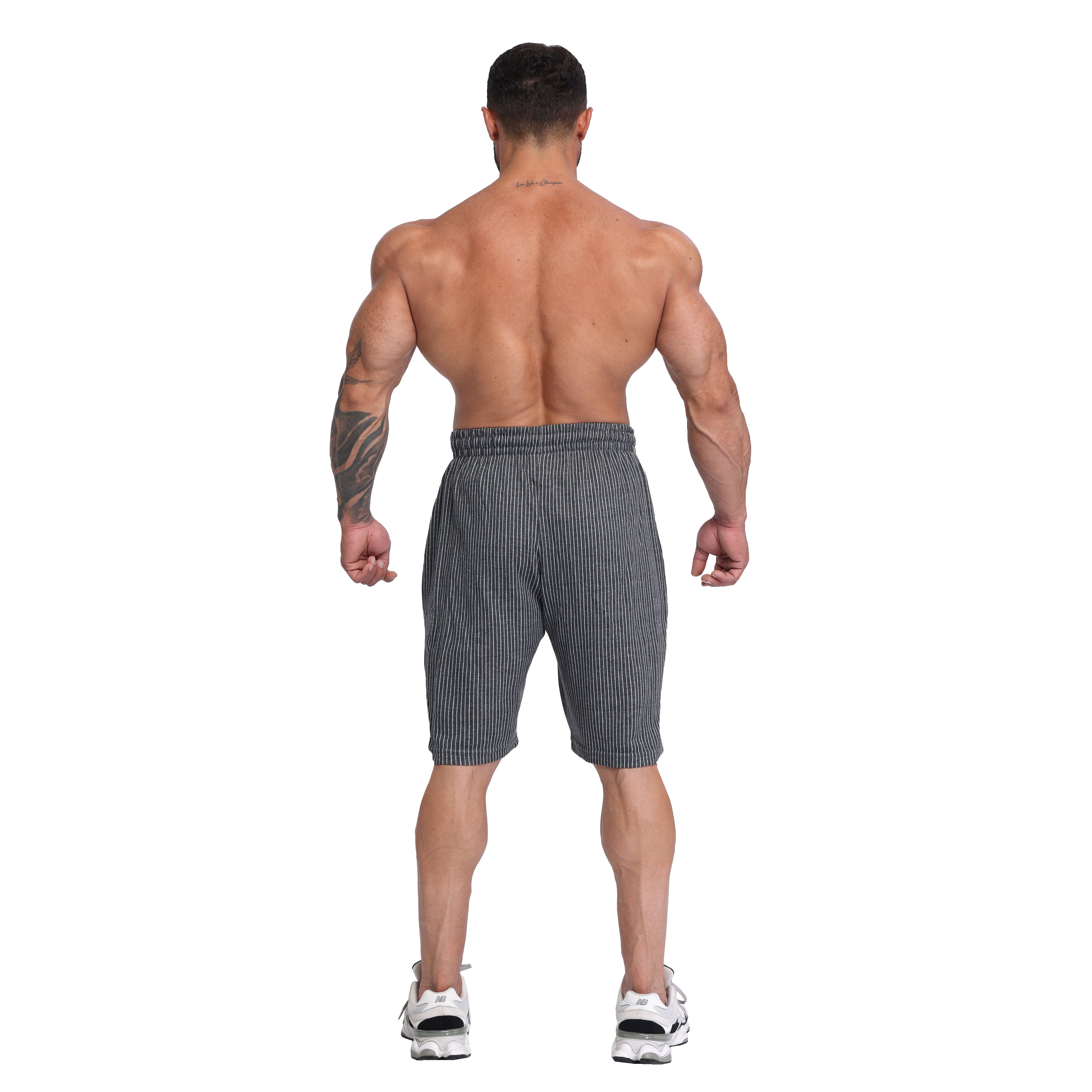 Men's Pinstripe Gym Shorts, Cotton, Loose Fit, with Pockets