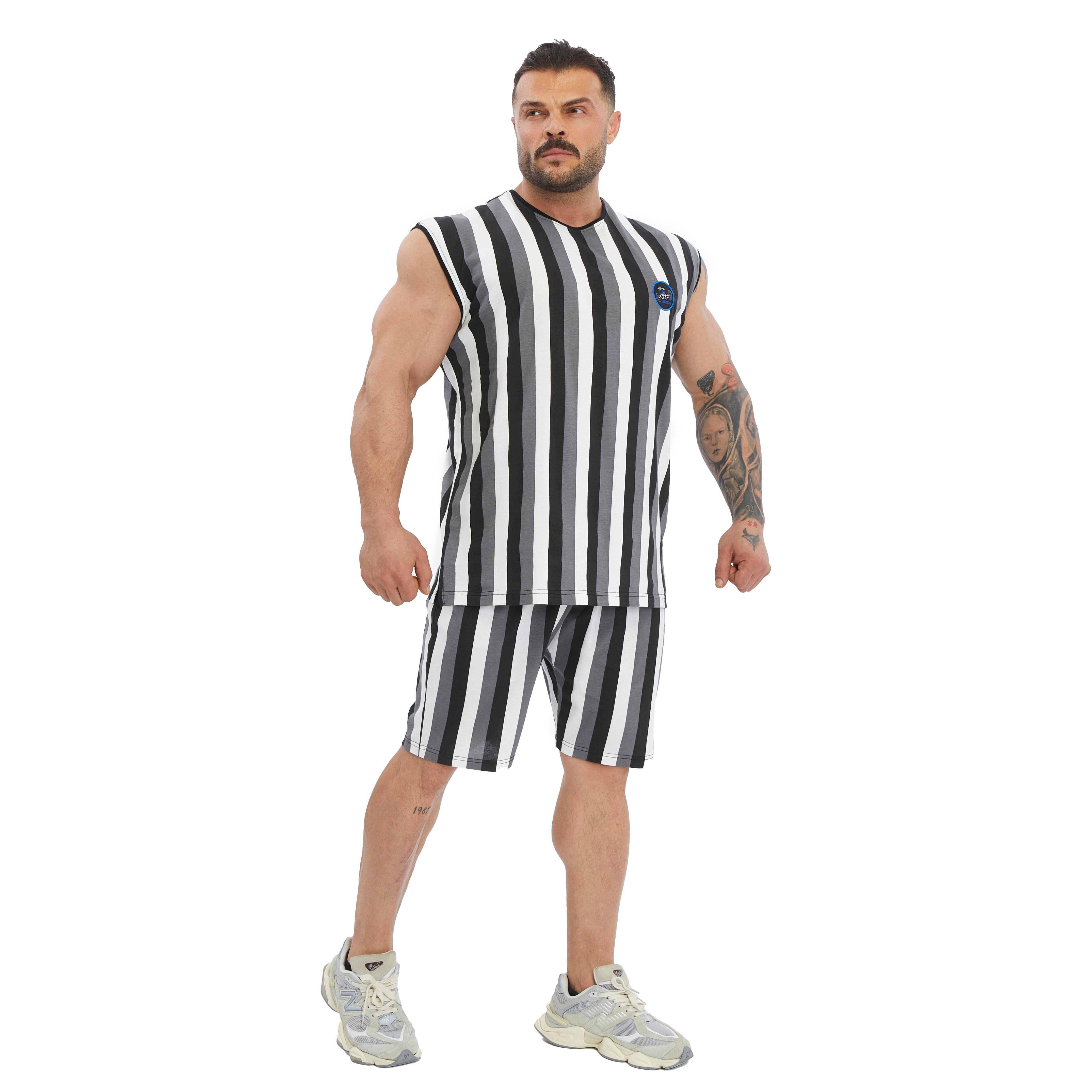 Men's Striped Sleeveless Cotton T-shirt
