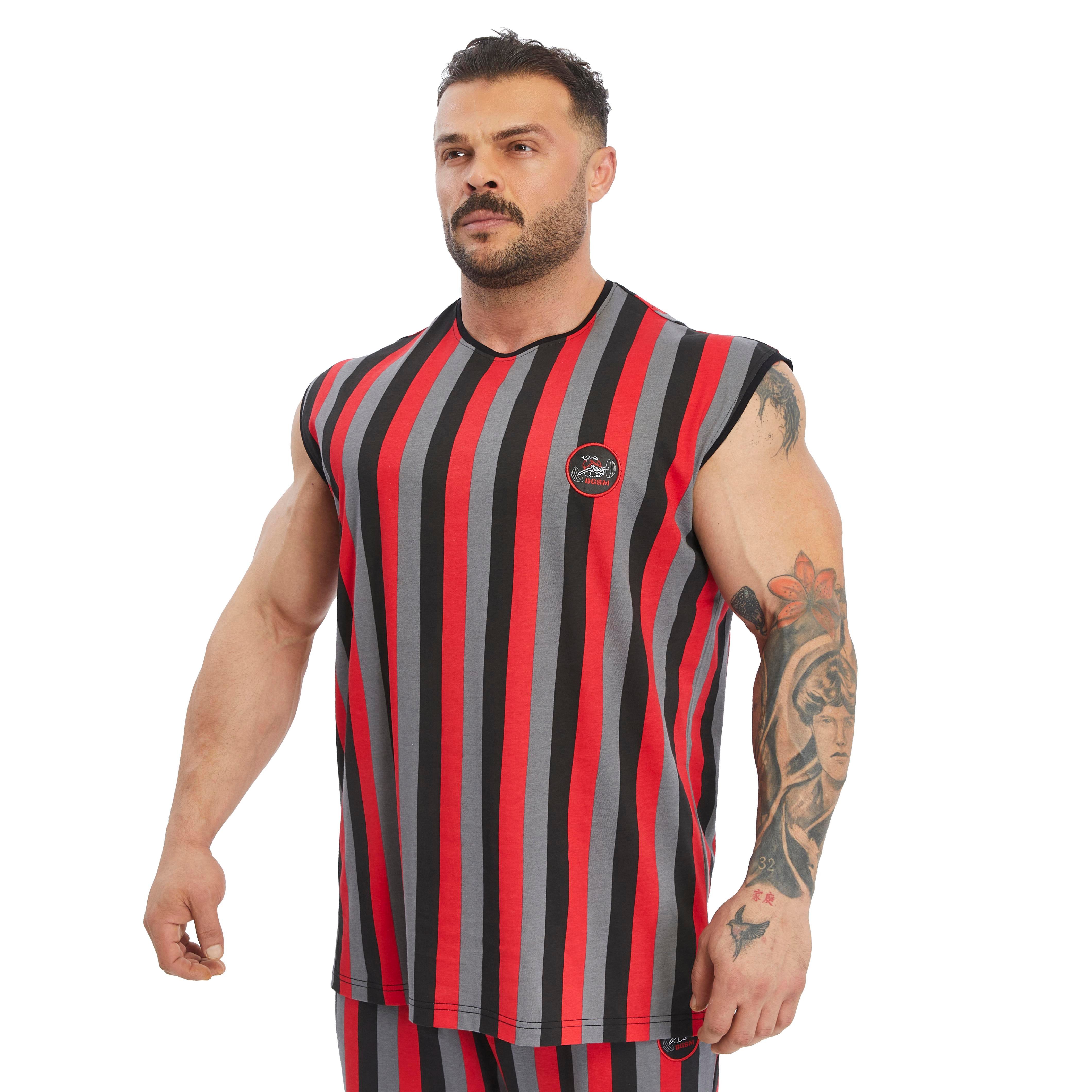Men's Striped Sleeveless Cotton T-shirt