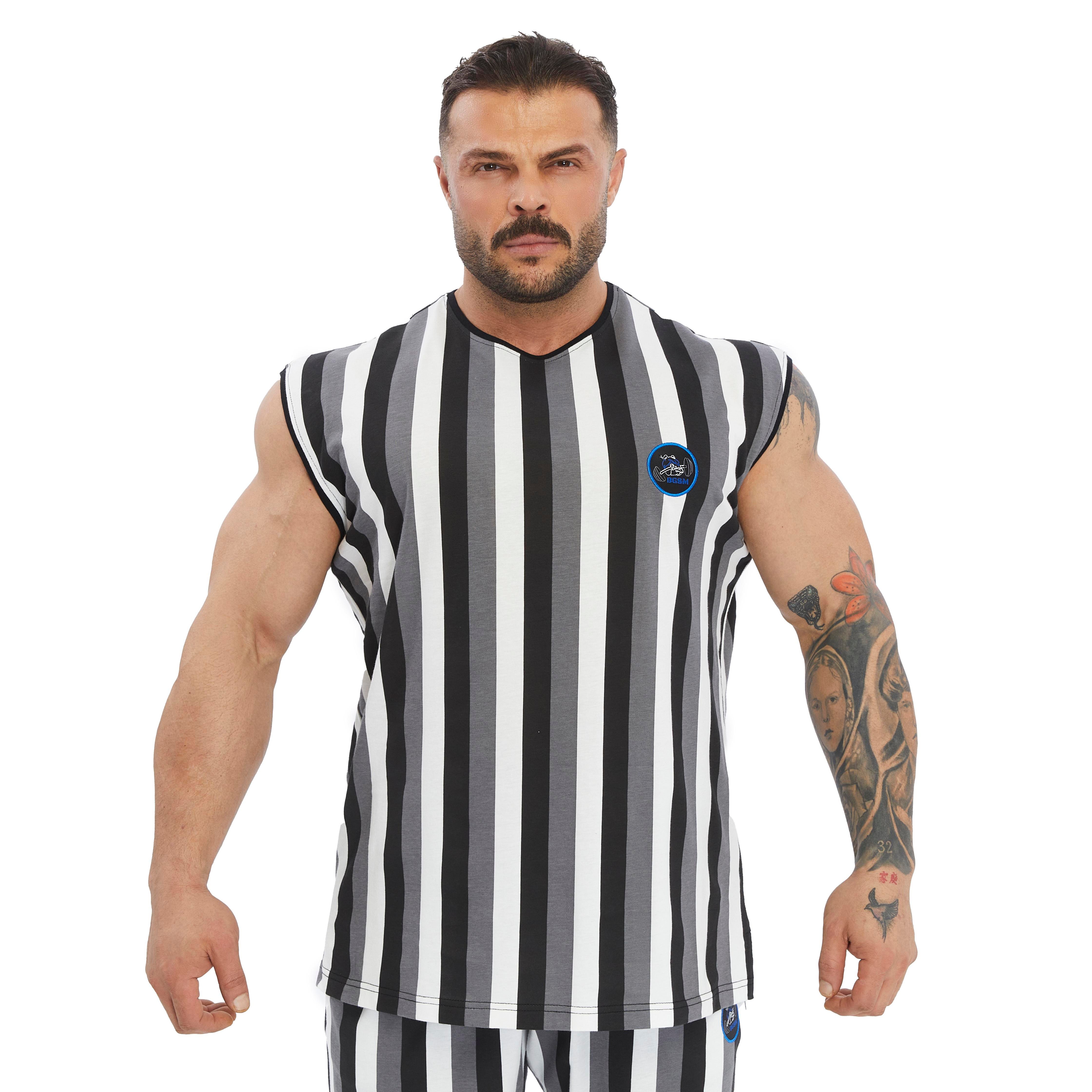 Men's Striped Sleeveless Cotton T-shirt