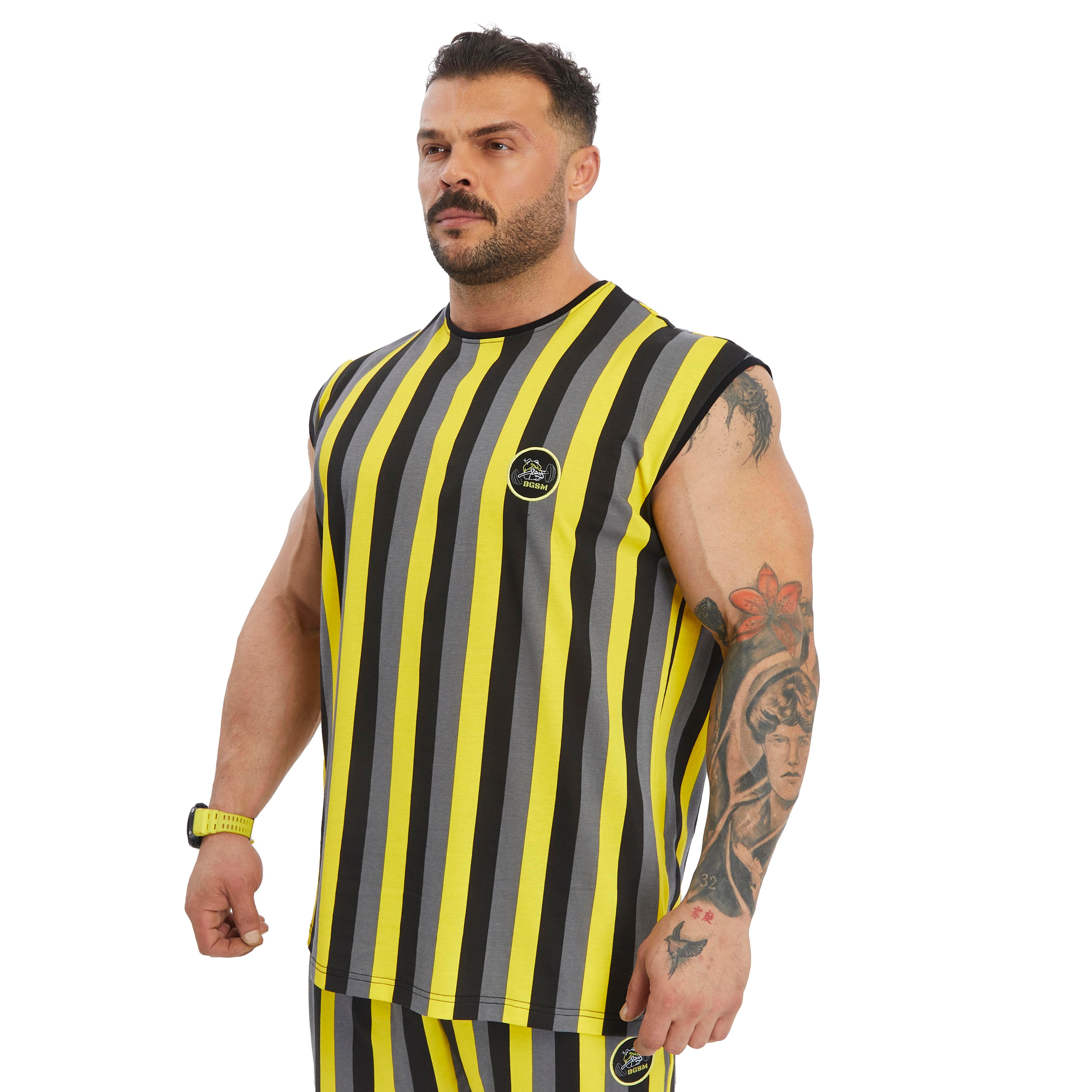 Men's Striped Sleeveless Cotton T-shirt