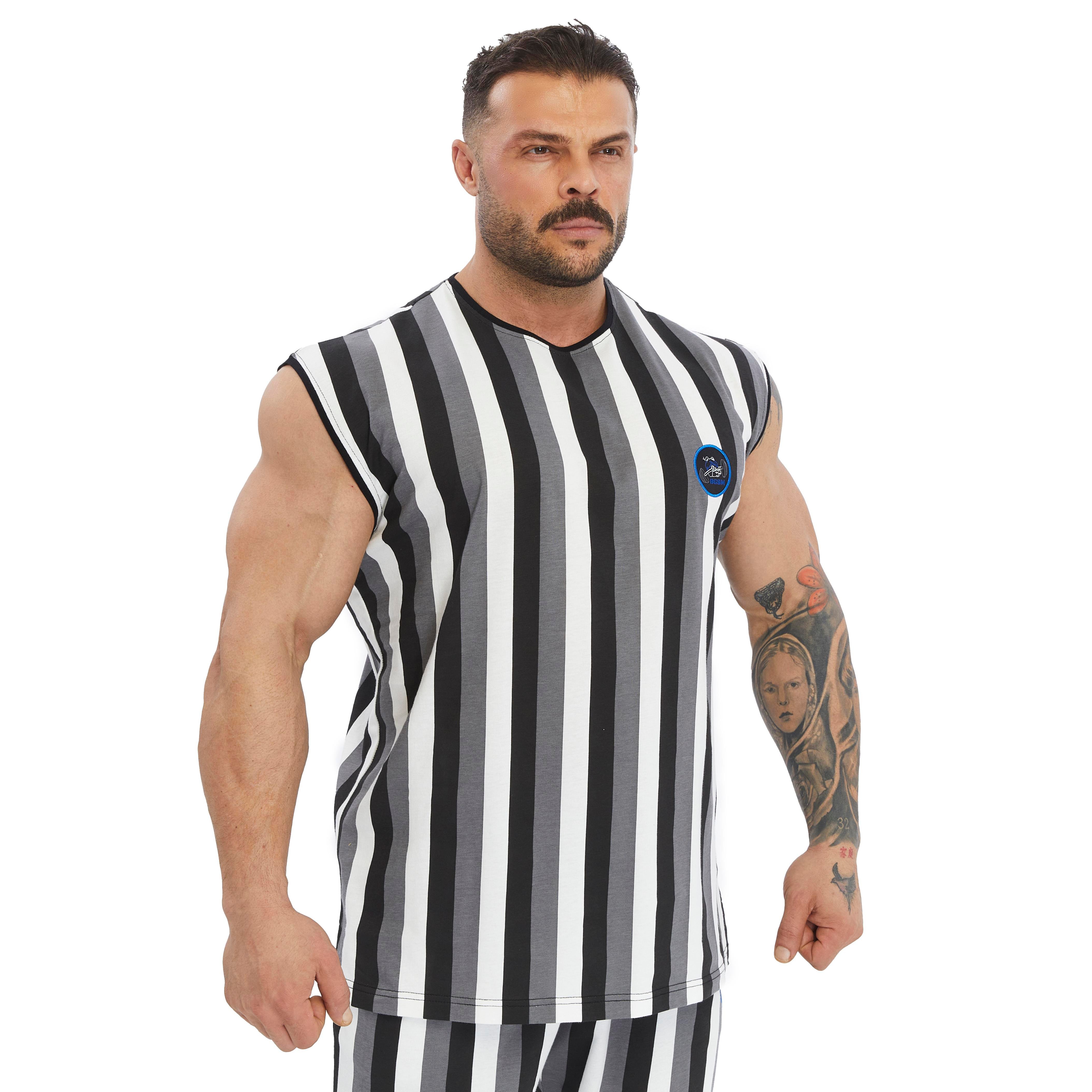 Men's Striped Sleeveless Cotton T-shirt