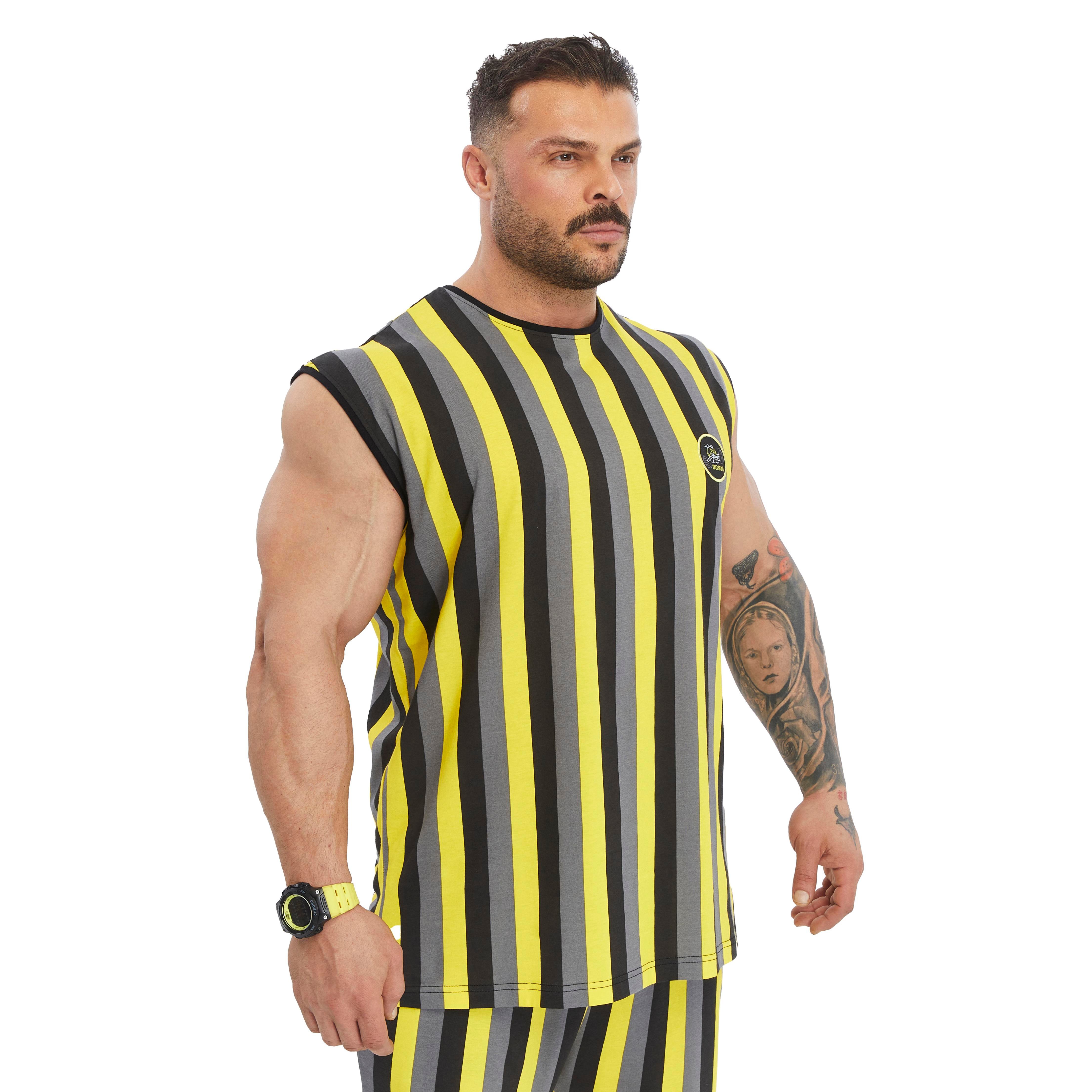 Men's Striped Sleeveless Cotton T-shirt