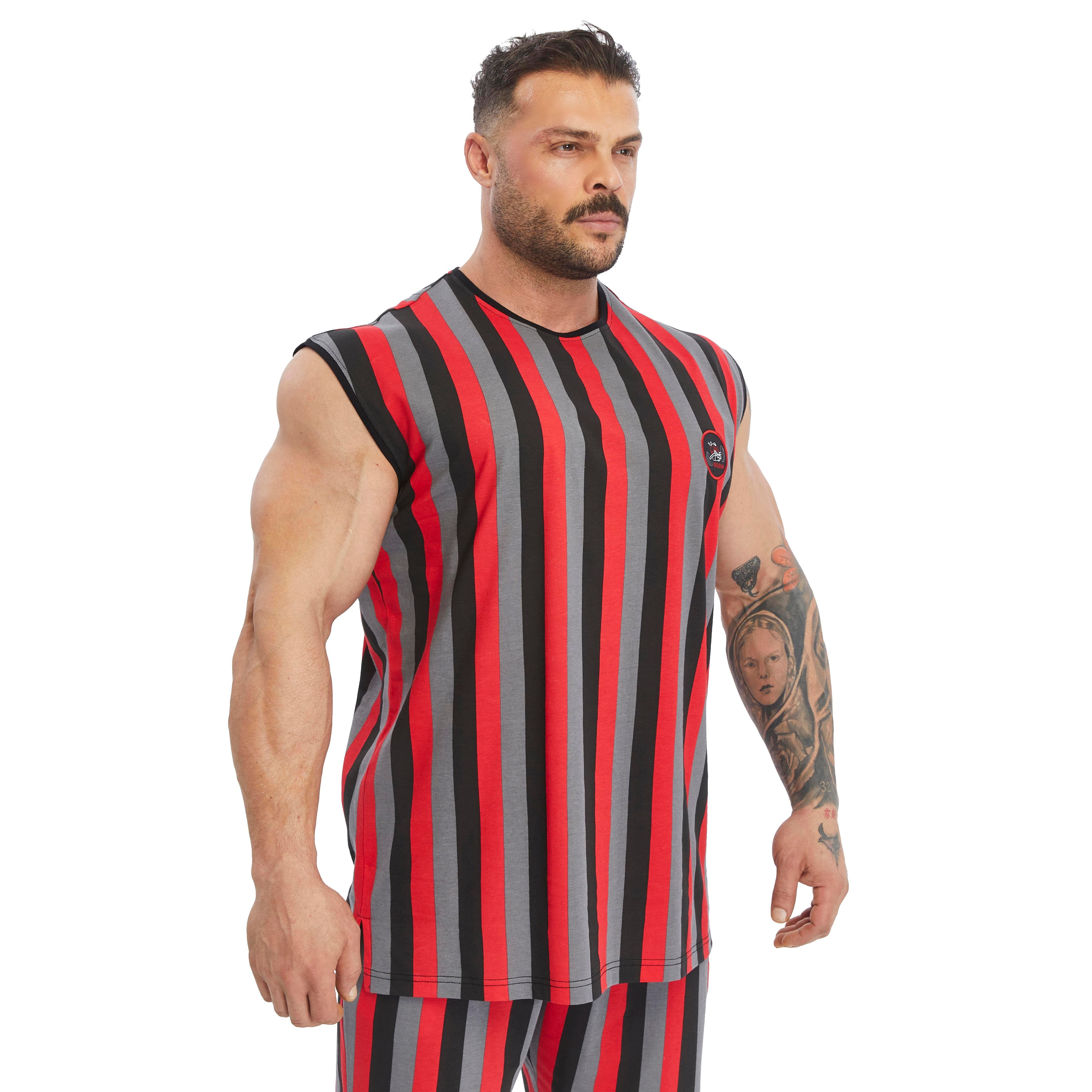Men's Striped Sleeveless Cotton T-shirt