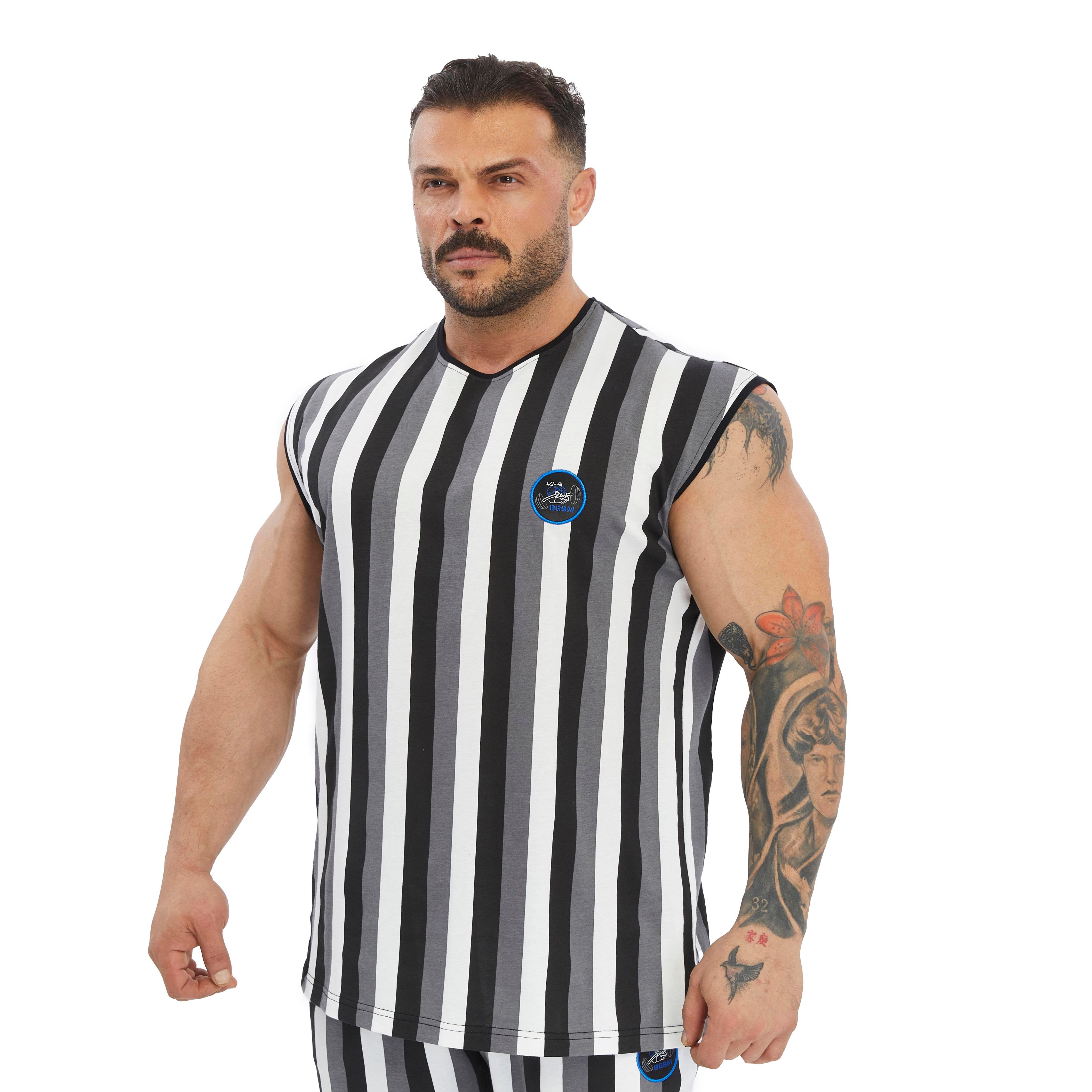 Men's Striped Sleeveless Cotton T-shirt