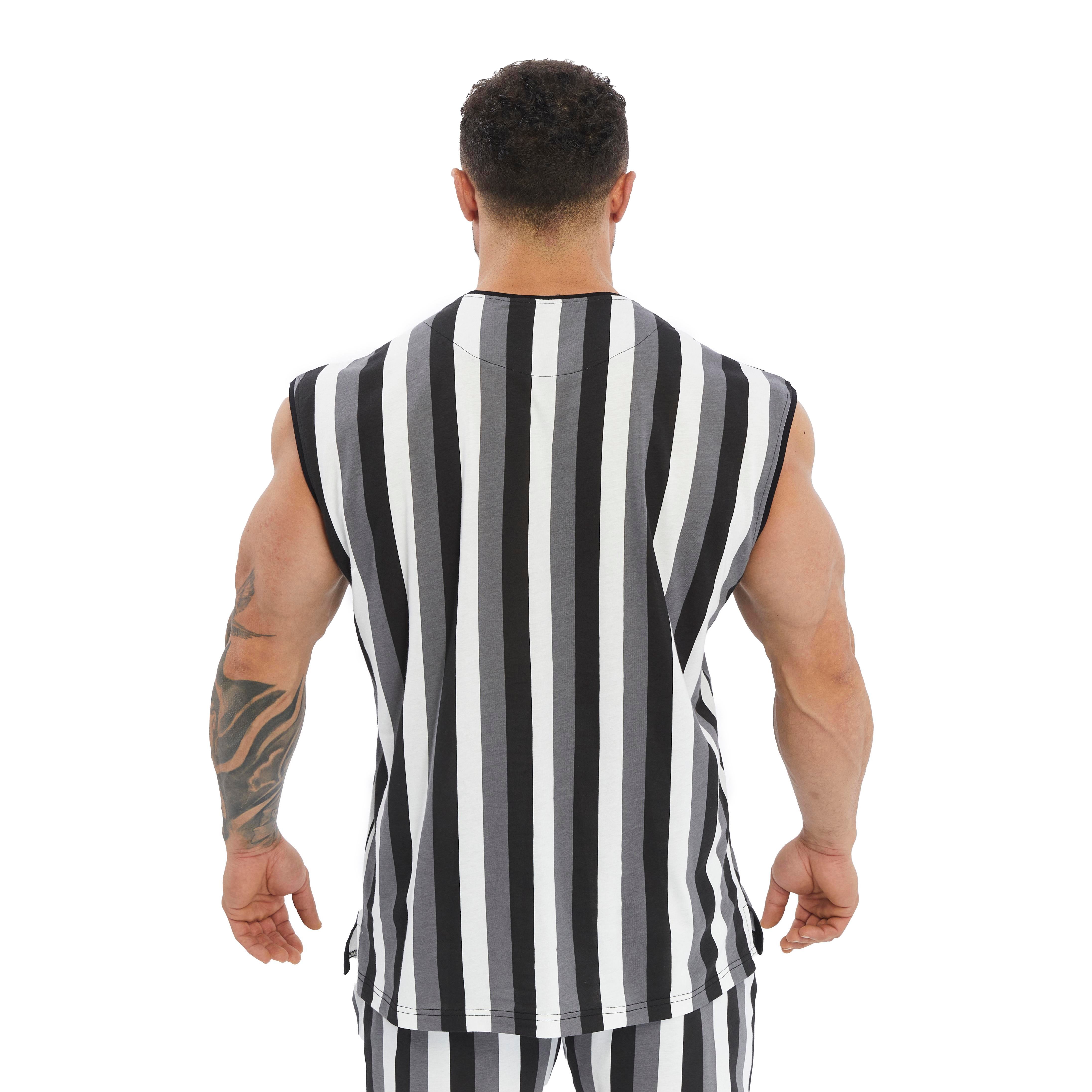 Men's Striped Sleeveless Cotton T-shirt