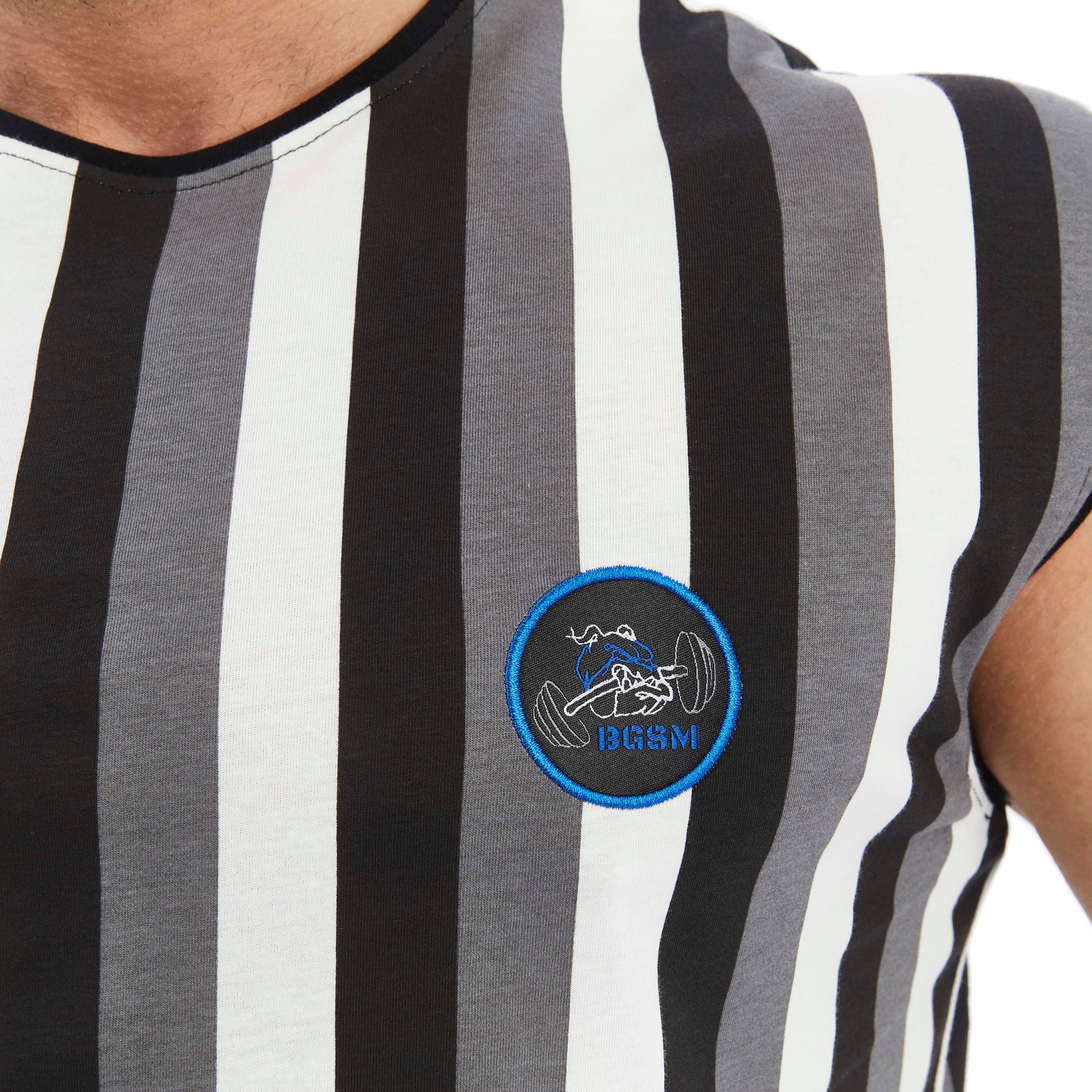 Men's Striped Sleeveless Cotton T-shirt