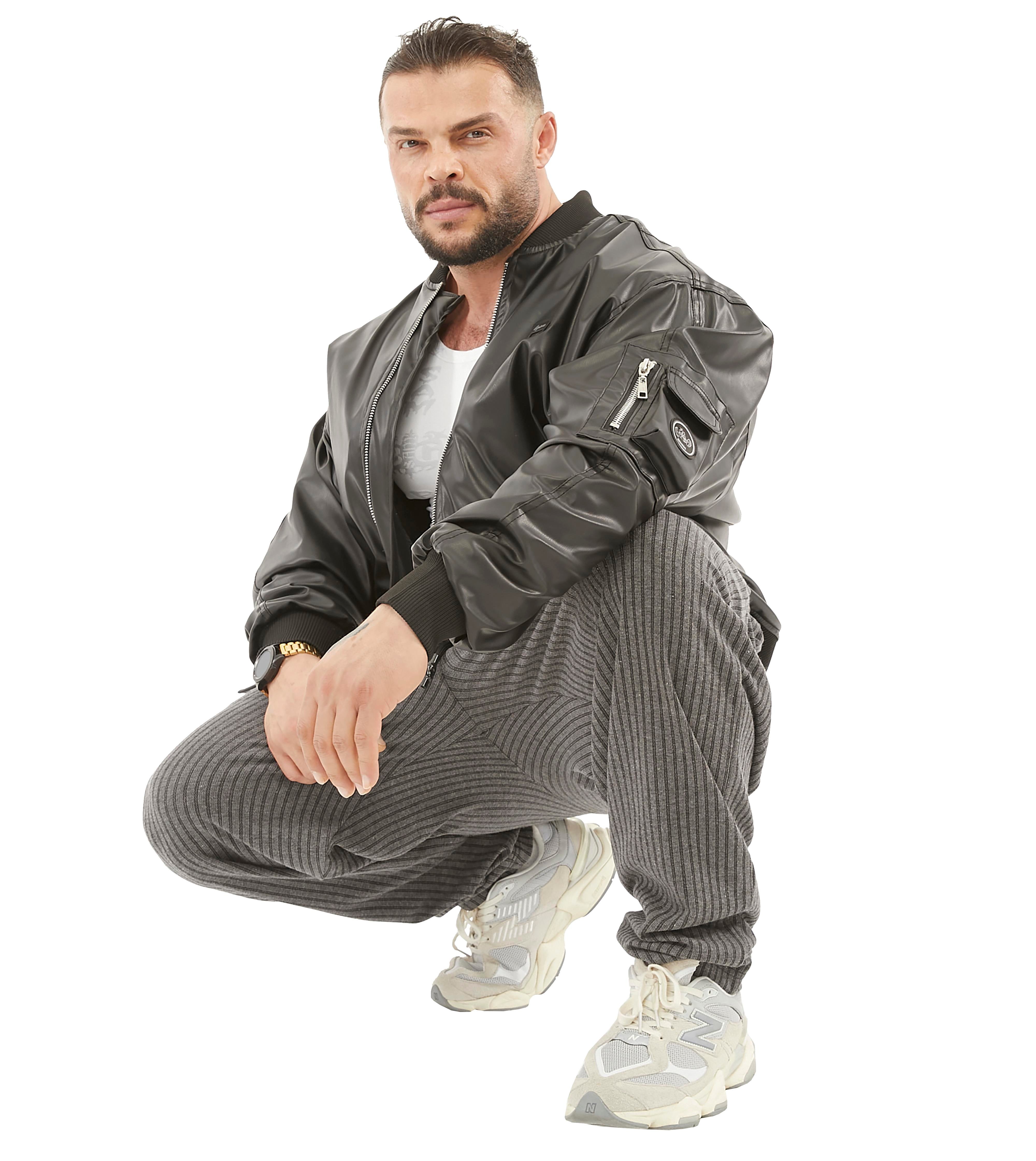 Oversize Leather Bomber Jacket Pilot Coat