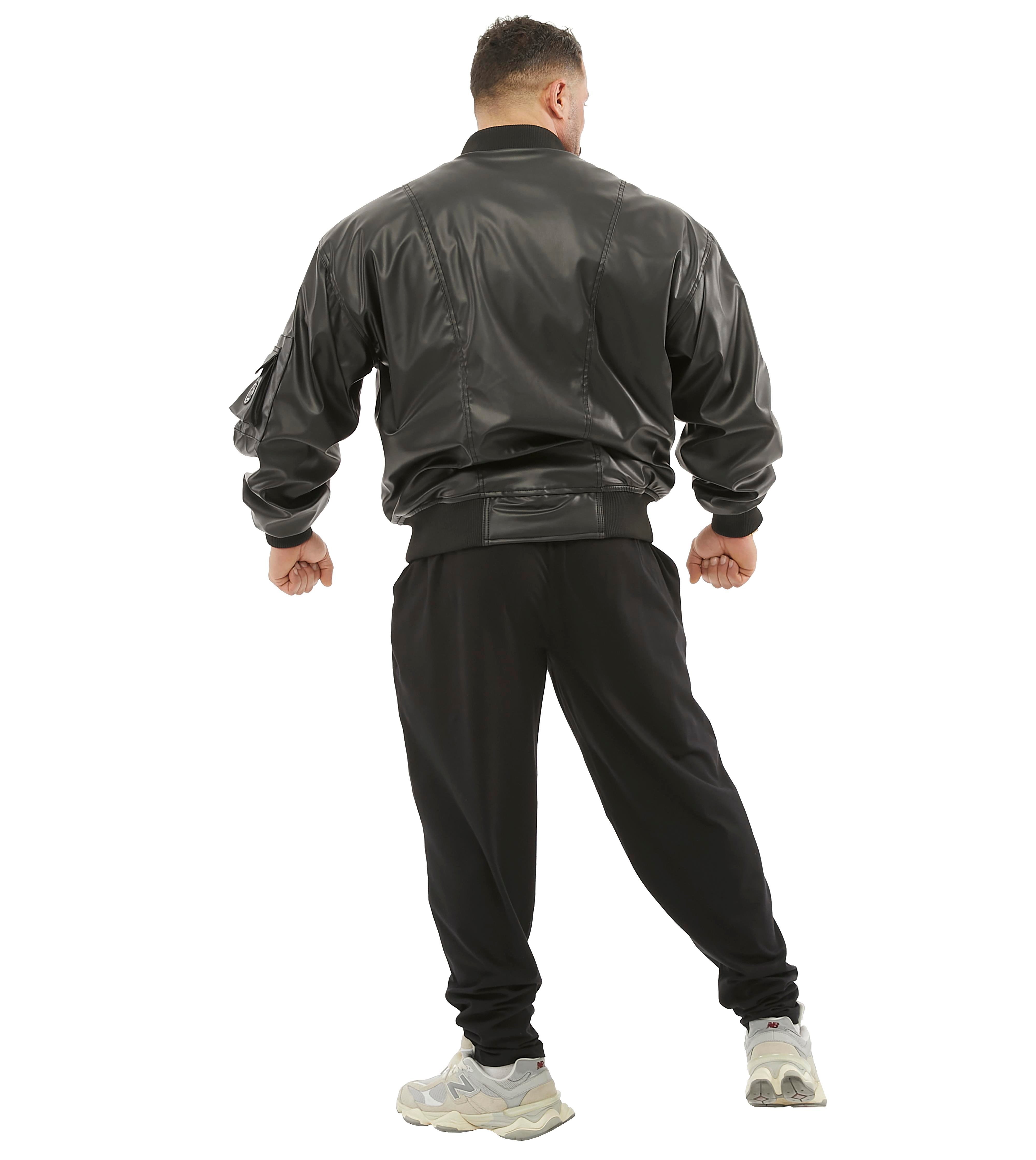 Oversize Leather Bomber Jacket Pilot Coat