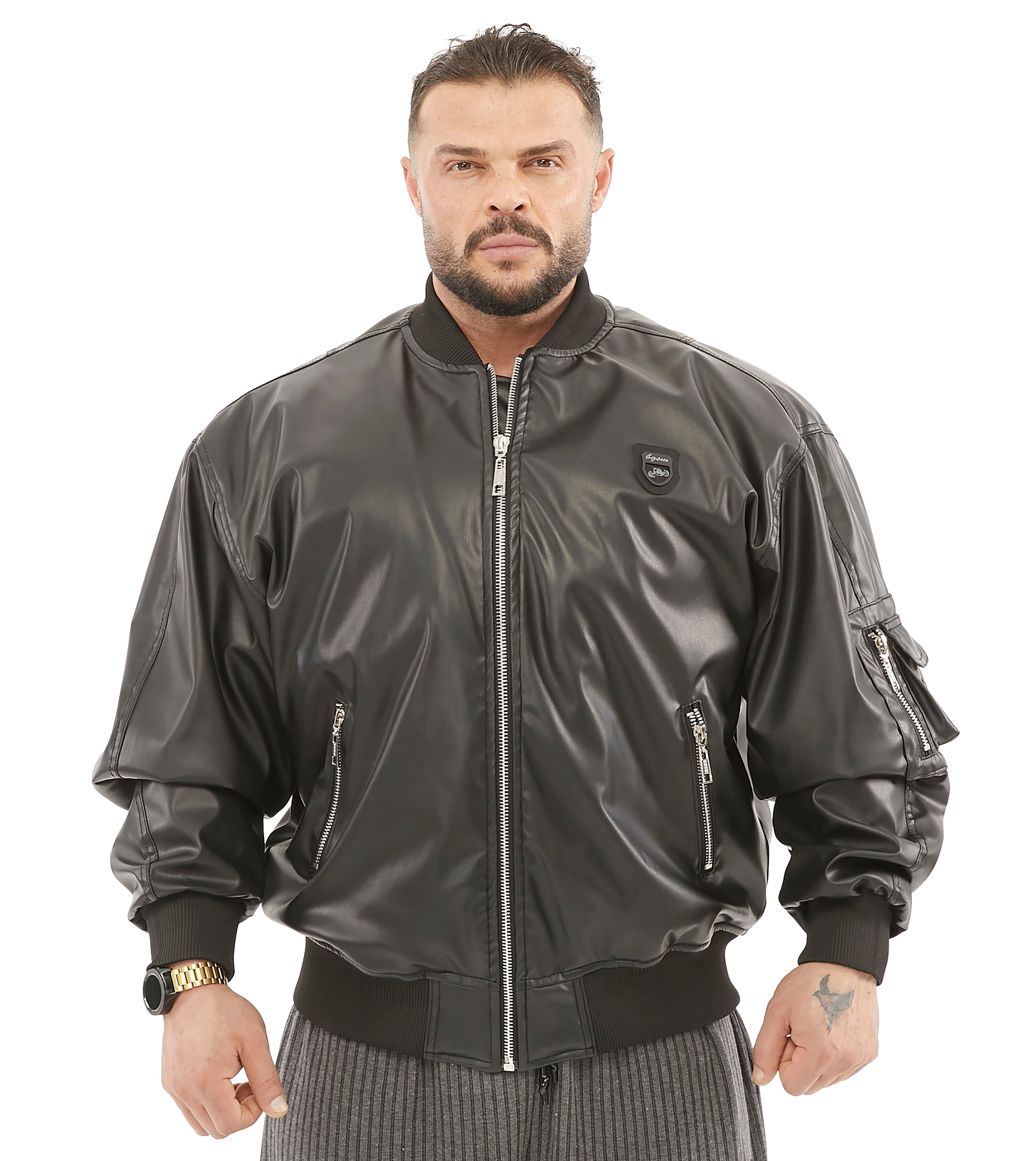Oversize Leather Bomber Jacket Pilot Coat