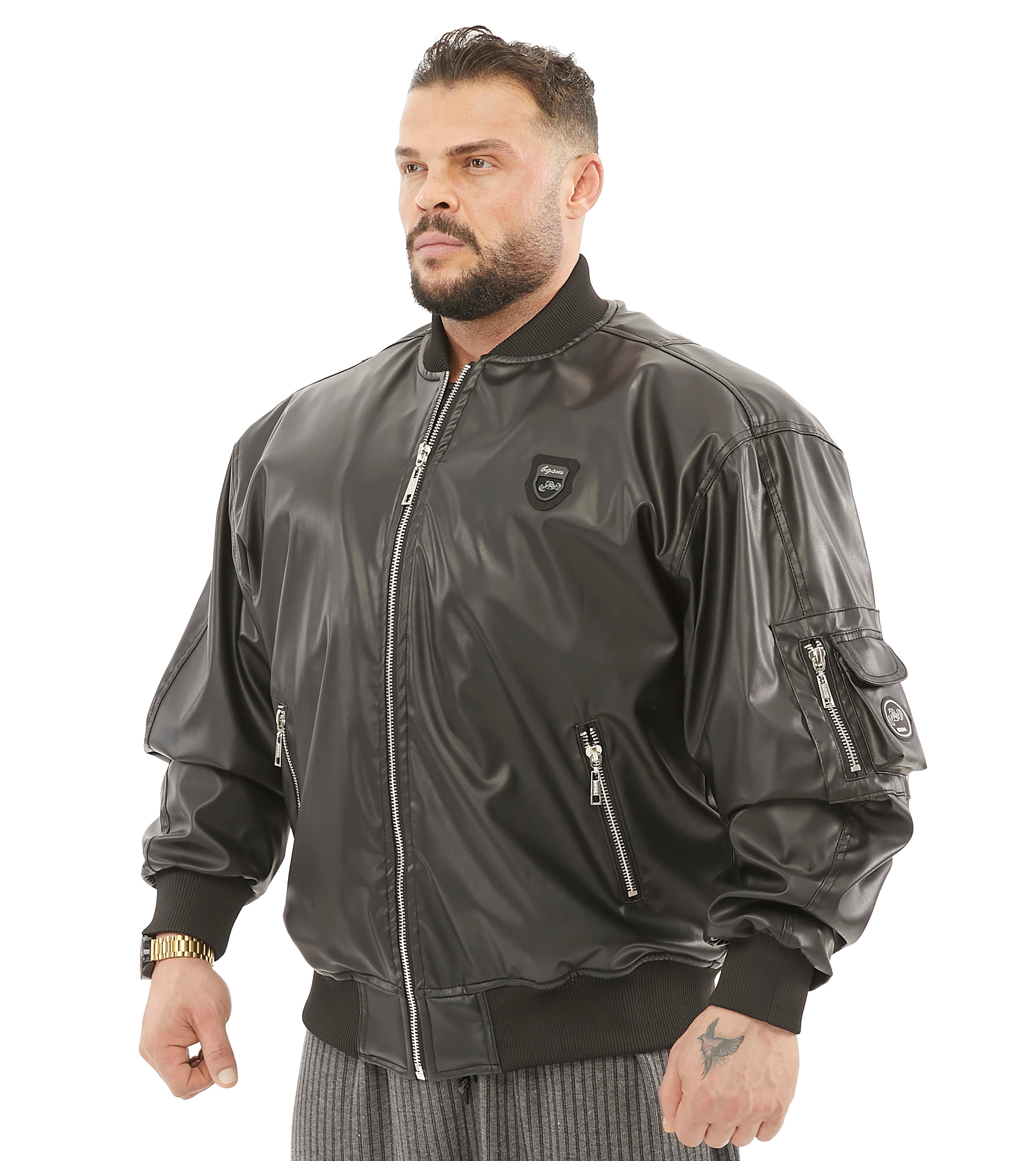 Oversize Leather Bomber Jacket Pilot Coat