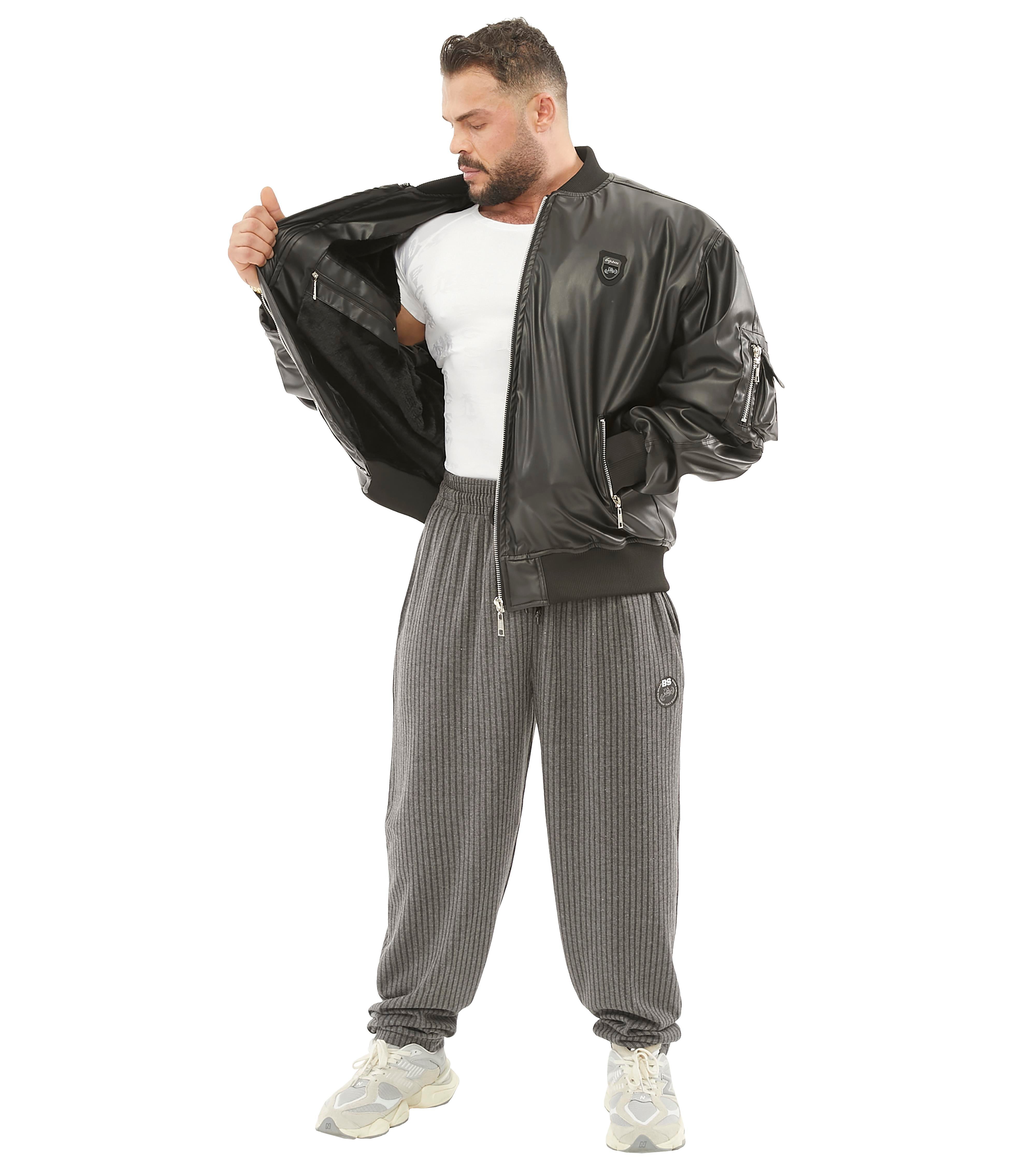 Oversize Leather Bomber Jacket Pilot Coat