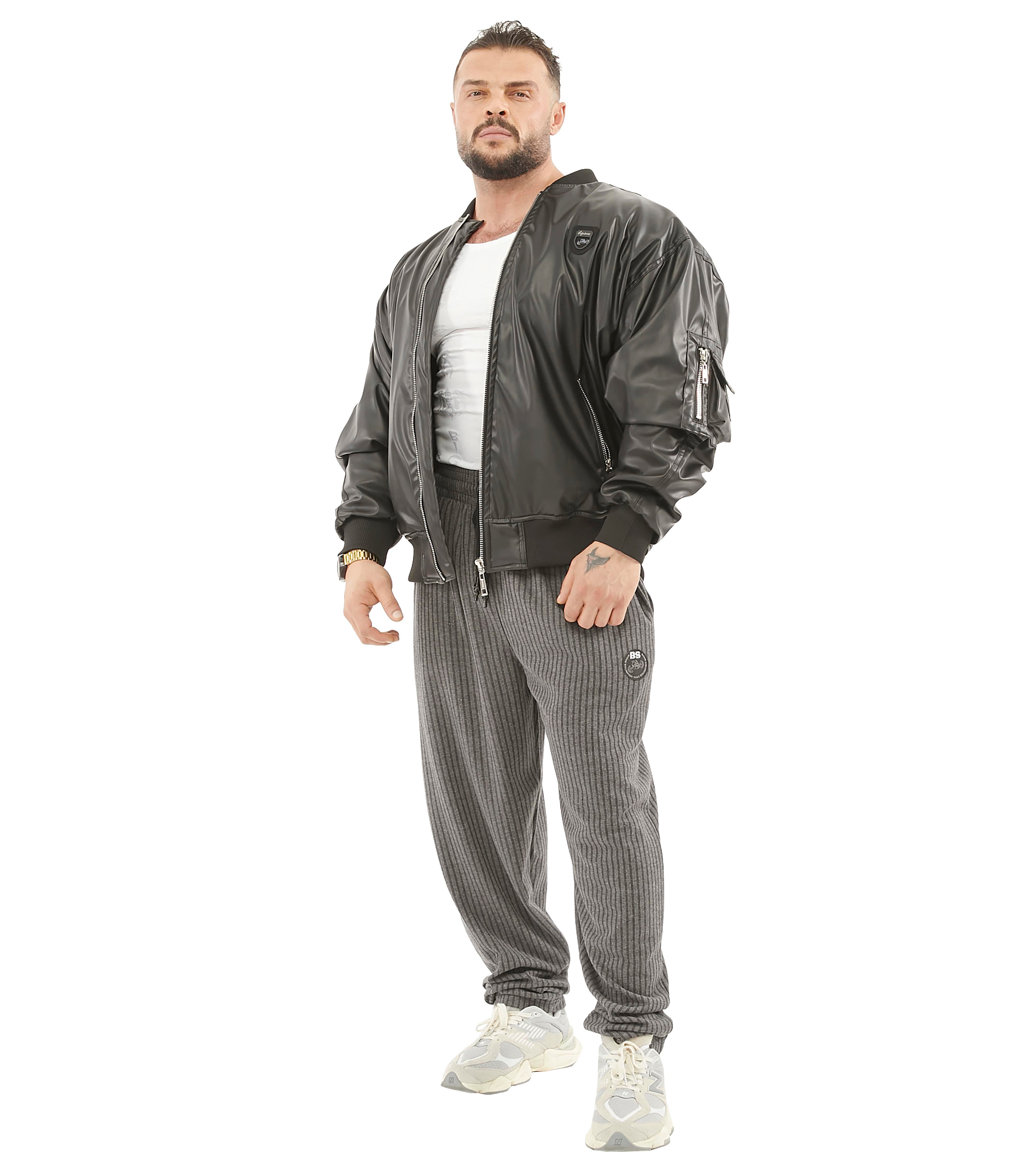 Oversize Leather Bomber Jacket Pilot Coat