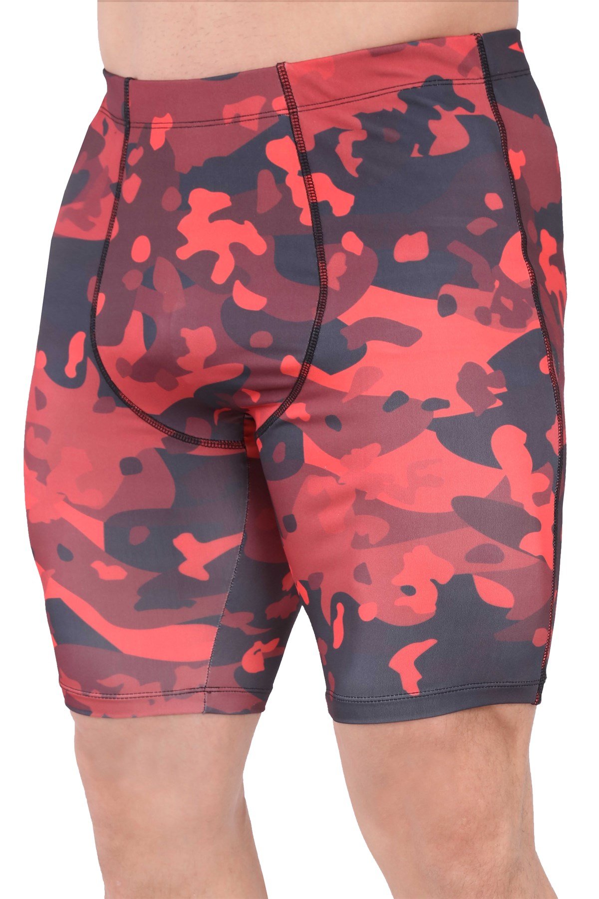 Red Camouflage Seamless Shorts Leggings