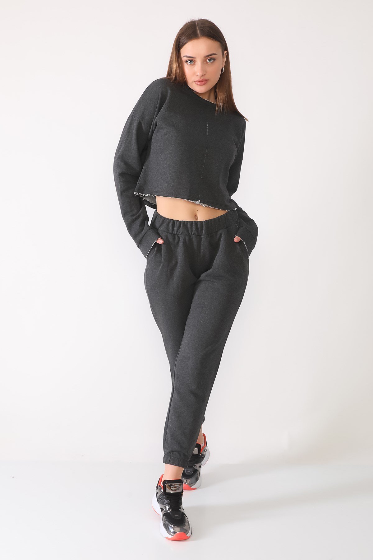 ANTRASİT, KESİKLİ SWEATSHIRT | curly