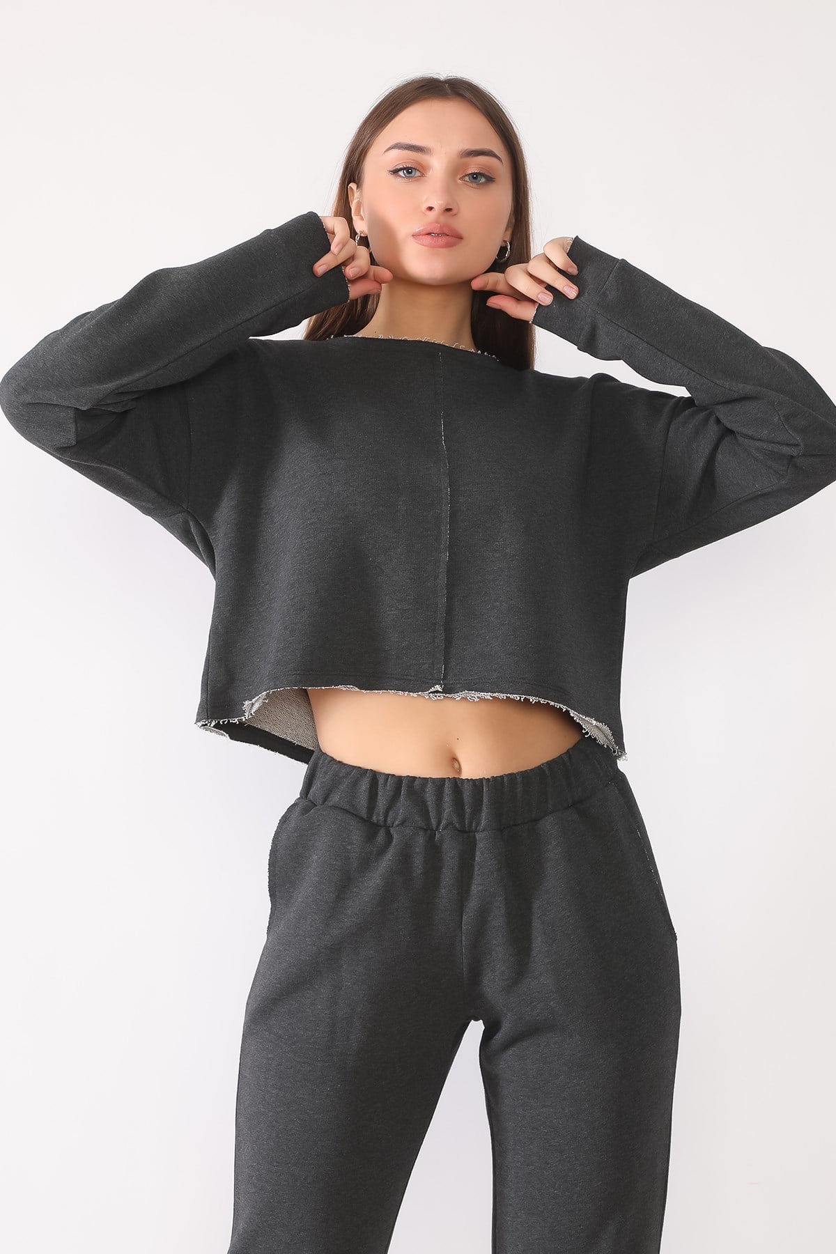ANTRASİT, KESİKLİ SWEATSHIRT | curly