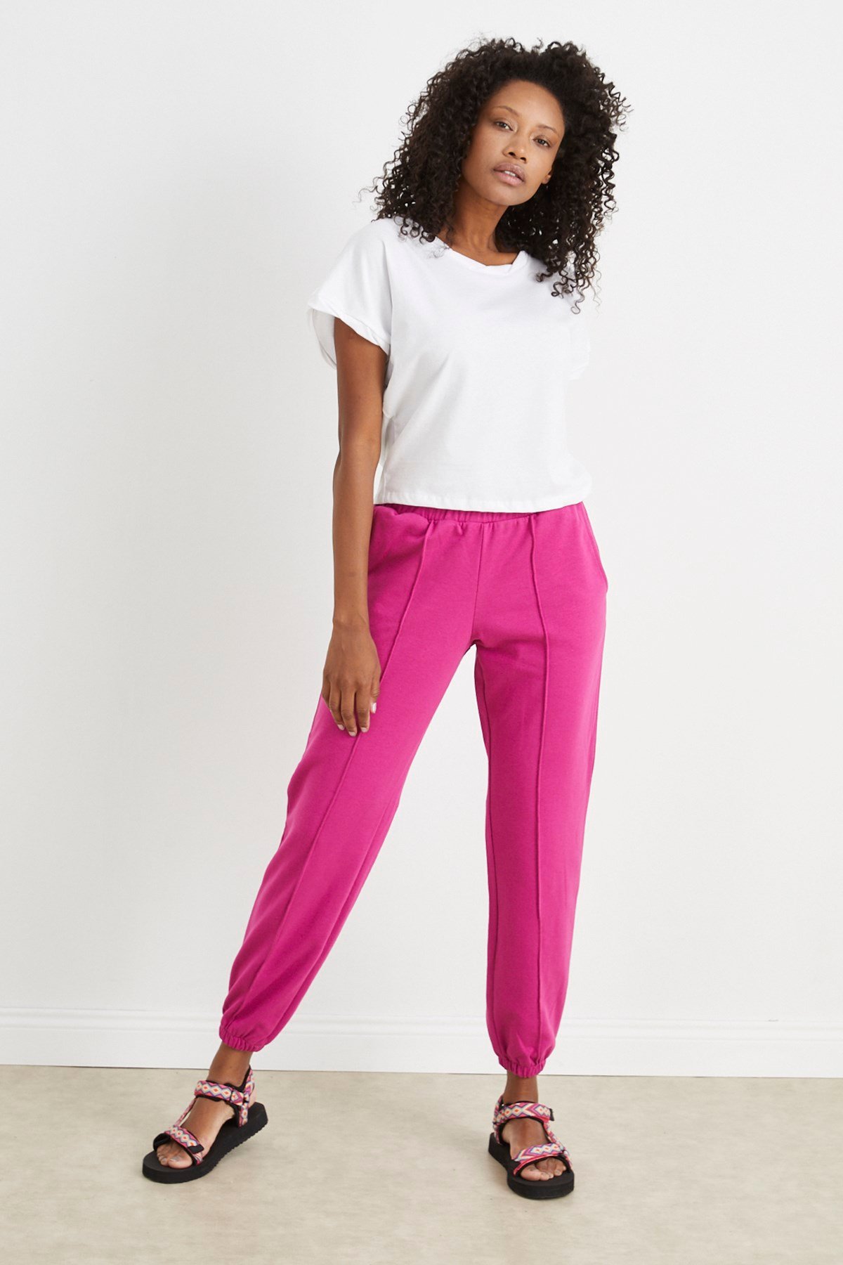 FUŞYA DİKİŞLİ JOGGER PANTOLON | curly