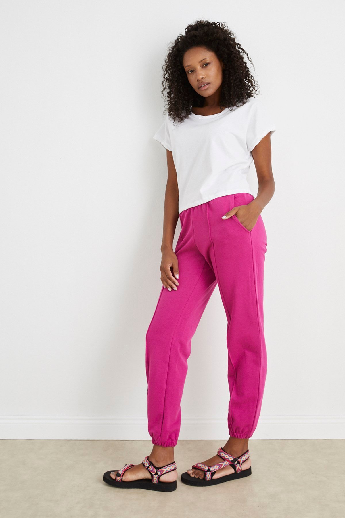 FUŞYA DİKİŞLİ JOGGER PANTOLON | curly
