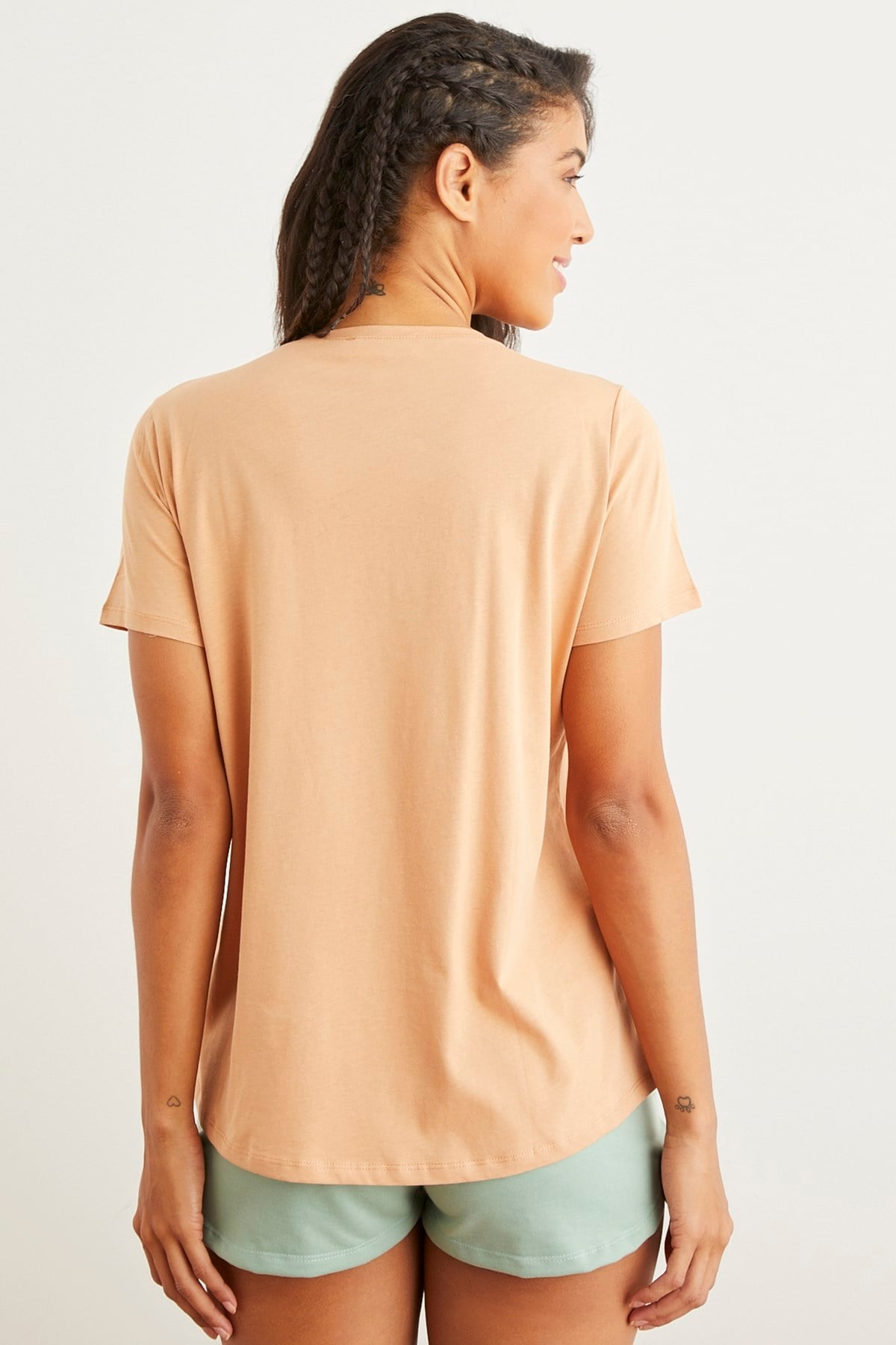 NUDE YIRTIK DETAYLI T-SHIRT | curly