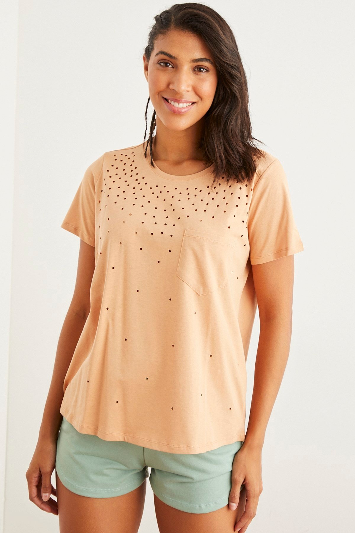 NUDE YIRTIK DETAYLI T-SHIRT | curly