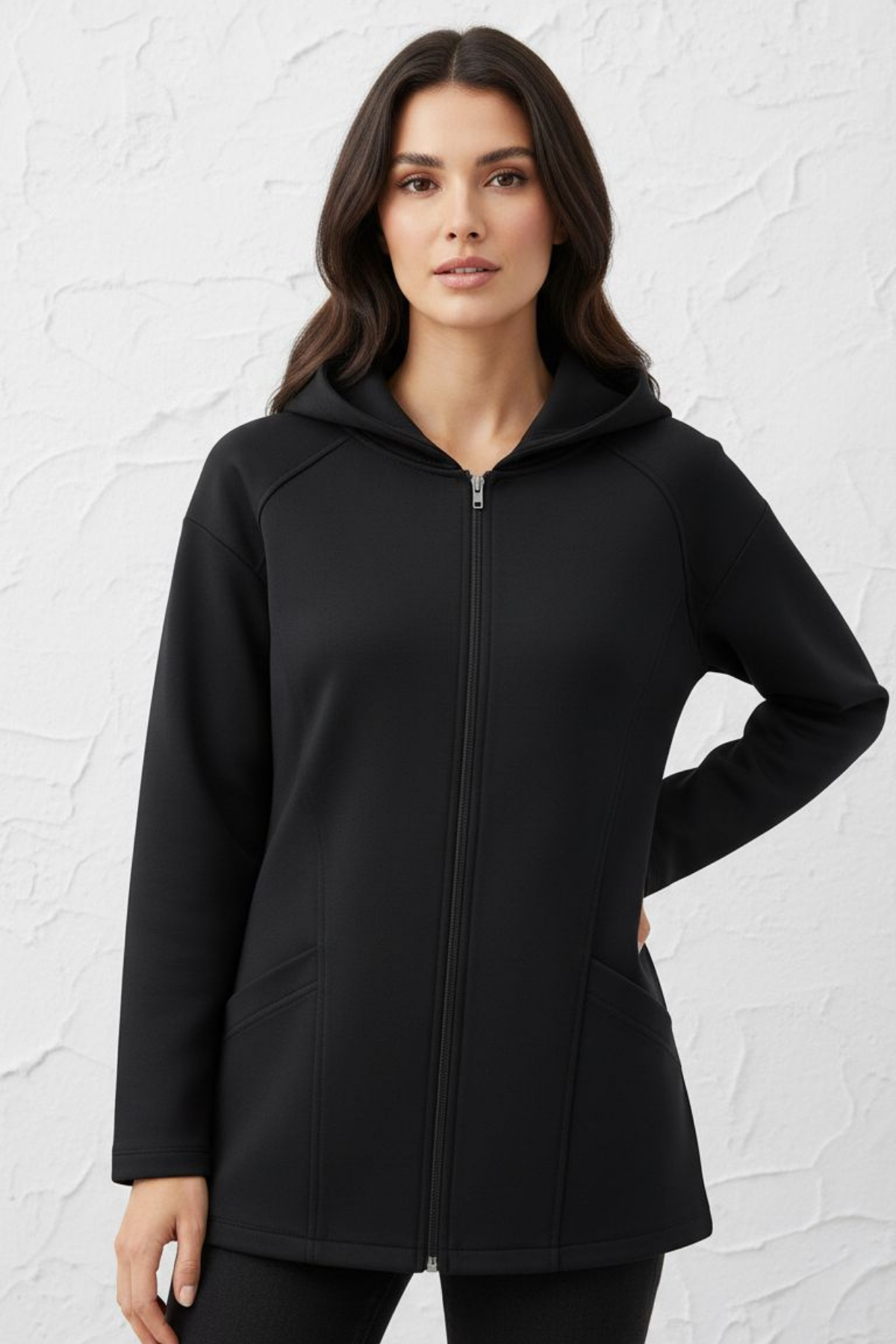 SİYAH MODAL KUMAŞ KUPLU SWEATSHIRT | curly