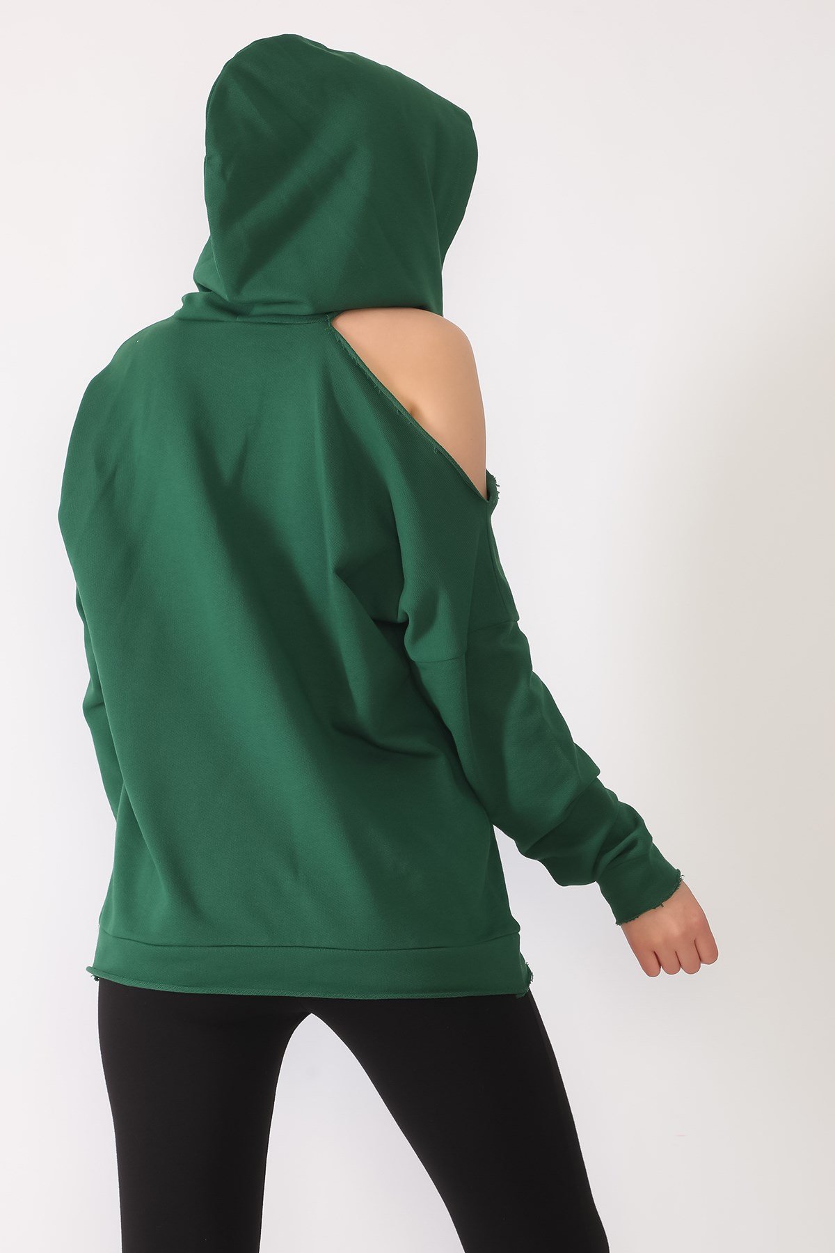 YEŞİL, TEK OMUZU AÇIK SWEATSHIRT | curly