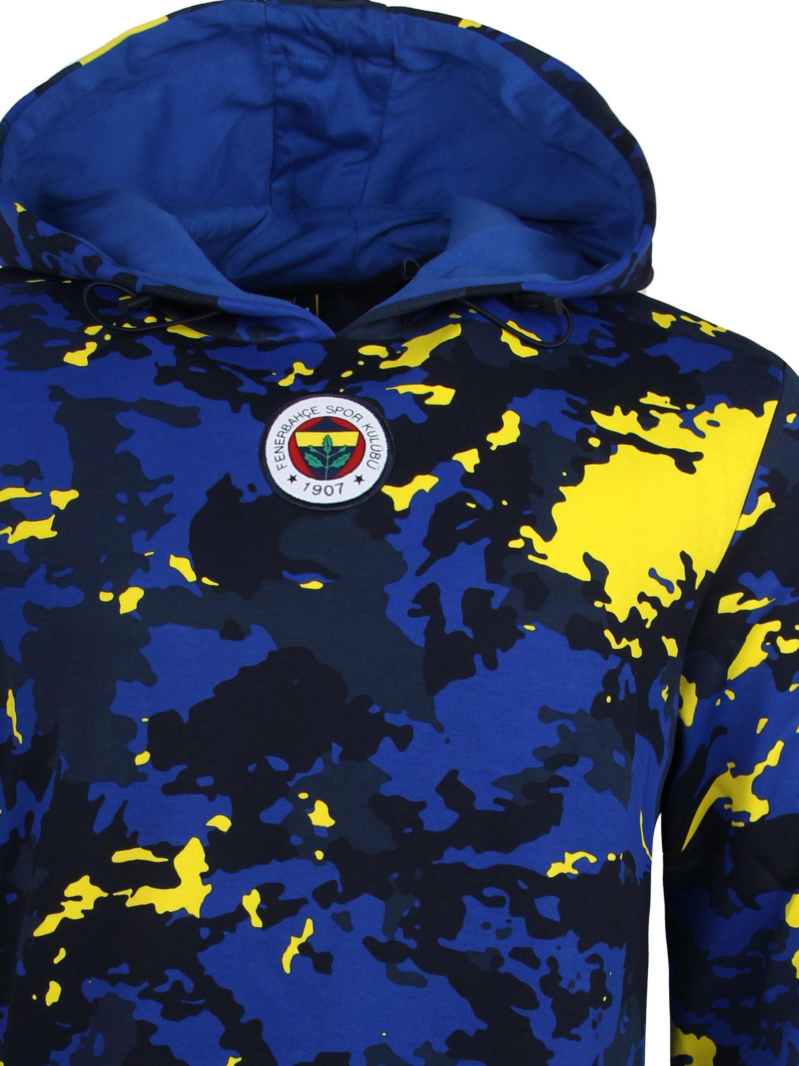 Fenerbahçe Tribün Sarı Lacivert Kamuflaj Erkek Sweat TK017EFK02