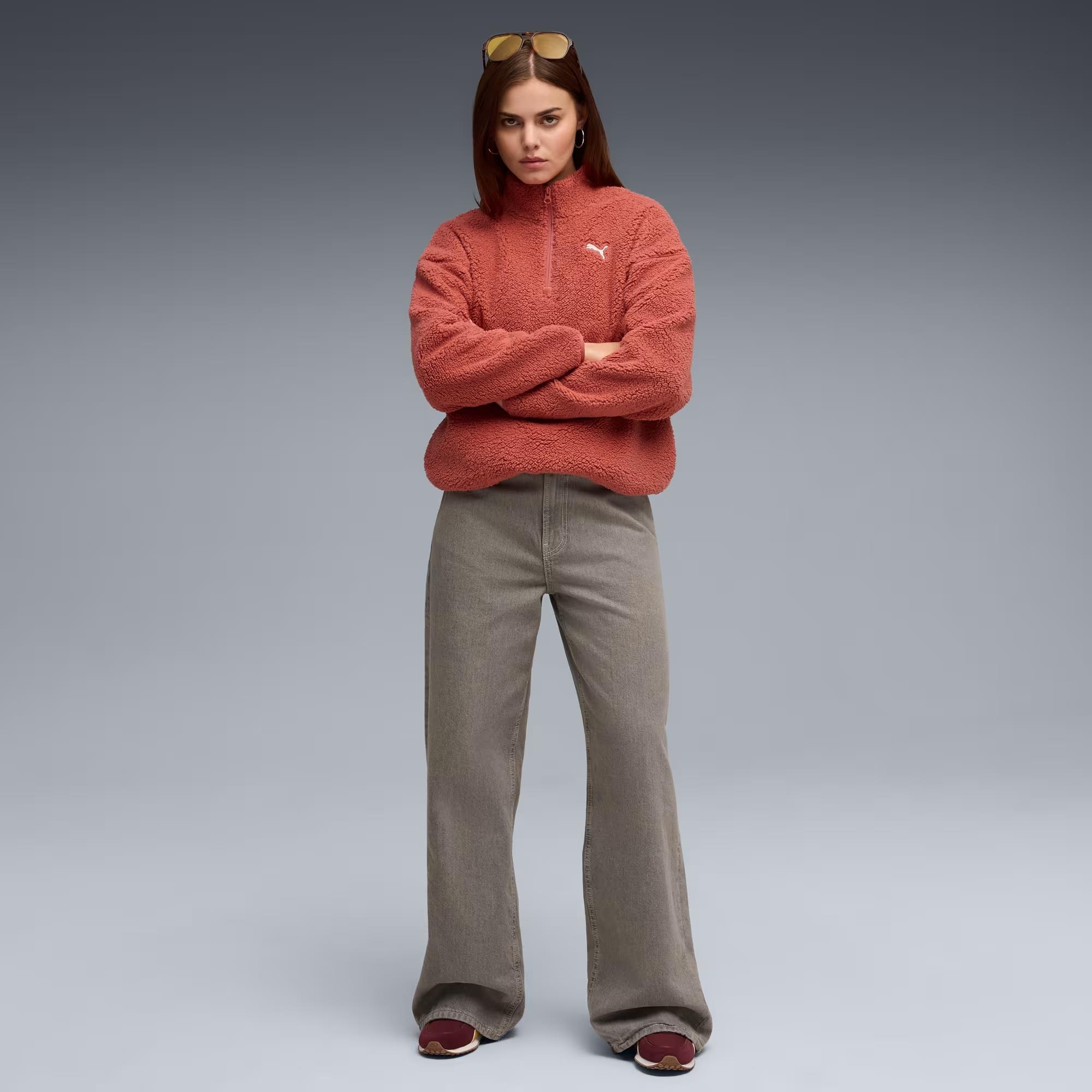 Puma Ess Elevated Half-Zip Crew Kadın Sweat 688111