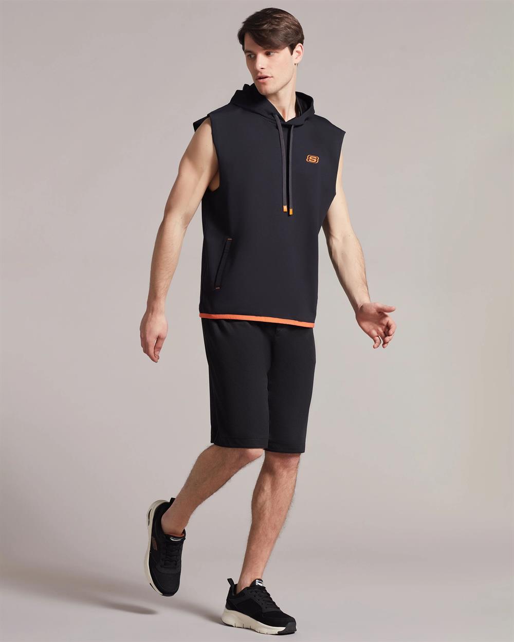 Skechers M Lw Fleece Two Yarn Mesh Detailed Sleeveless Hoodie Sweatshirt Erkek Sweat