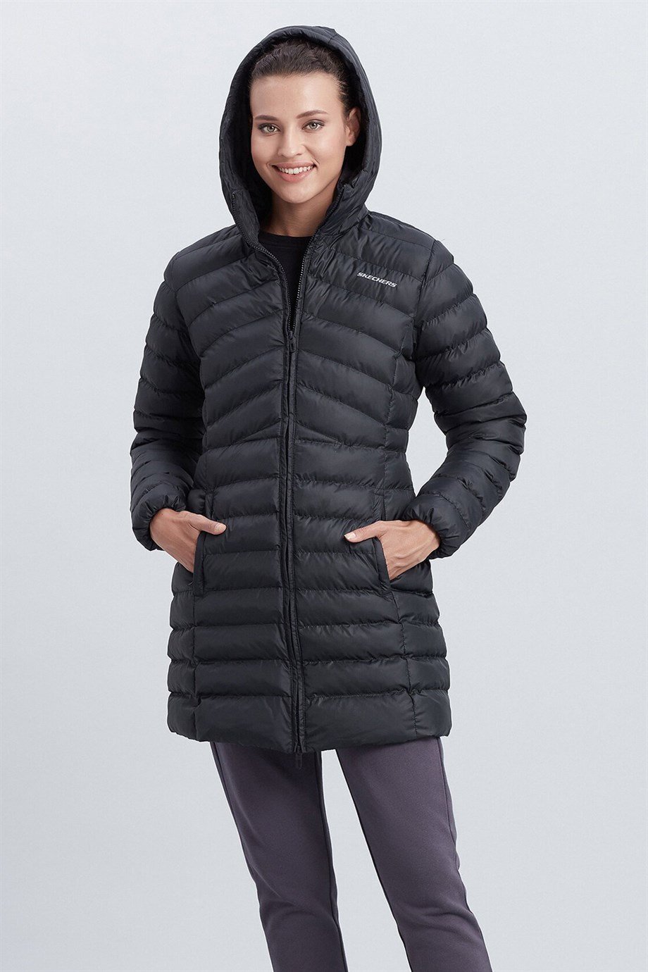 Skechers W Essentil Maxi Lenght Hooded Jacket Kadın Ceket
